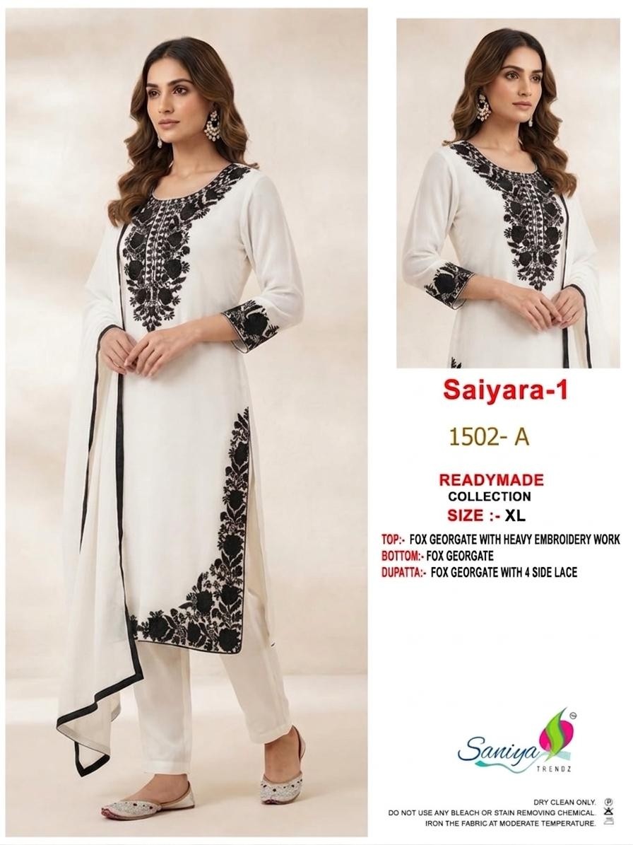 SANIYA TRENDZ | SAIYARA VOL-1 | Design 1502 | Fox Georgette Embroidered Palazzo Set | RD Fashion Surat