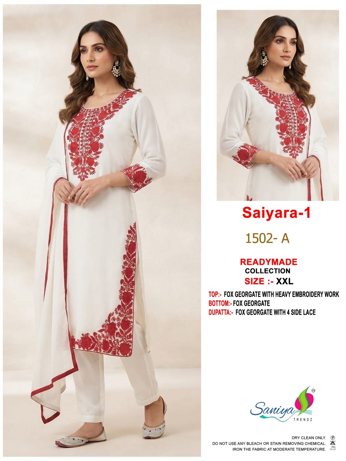 SANIYA TRENDZ | SAIYARA VOL-1 | Design 1502 | Fox Georgette Embroidered Palazzo Set | RD Fashion Surat