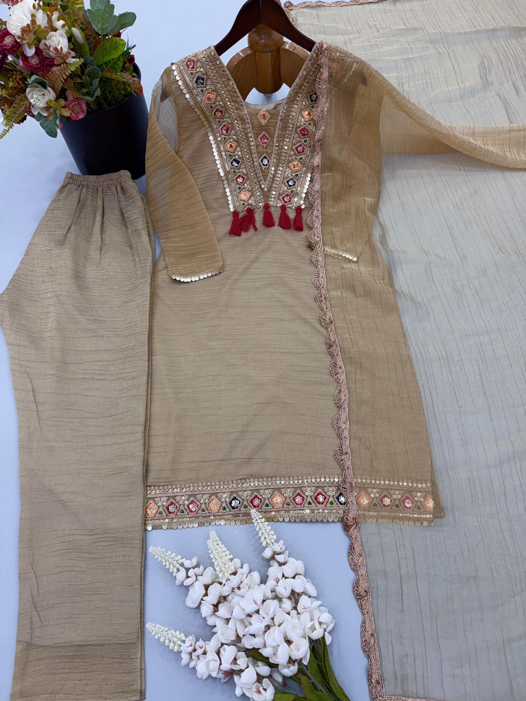 SR-1722 | Premium Salsa Silk Embroidered Suit