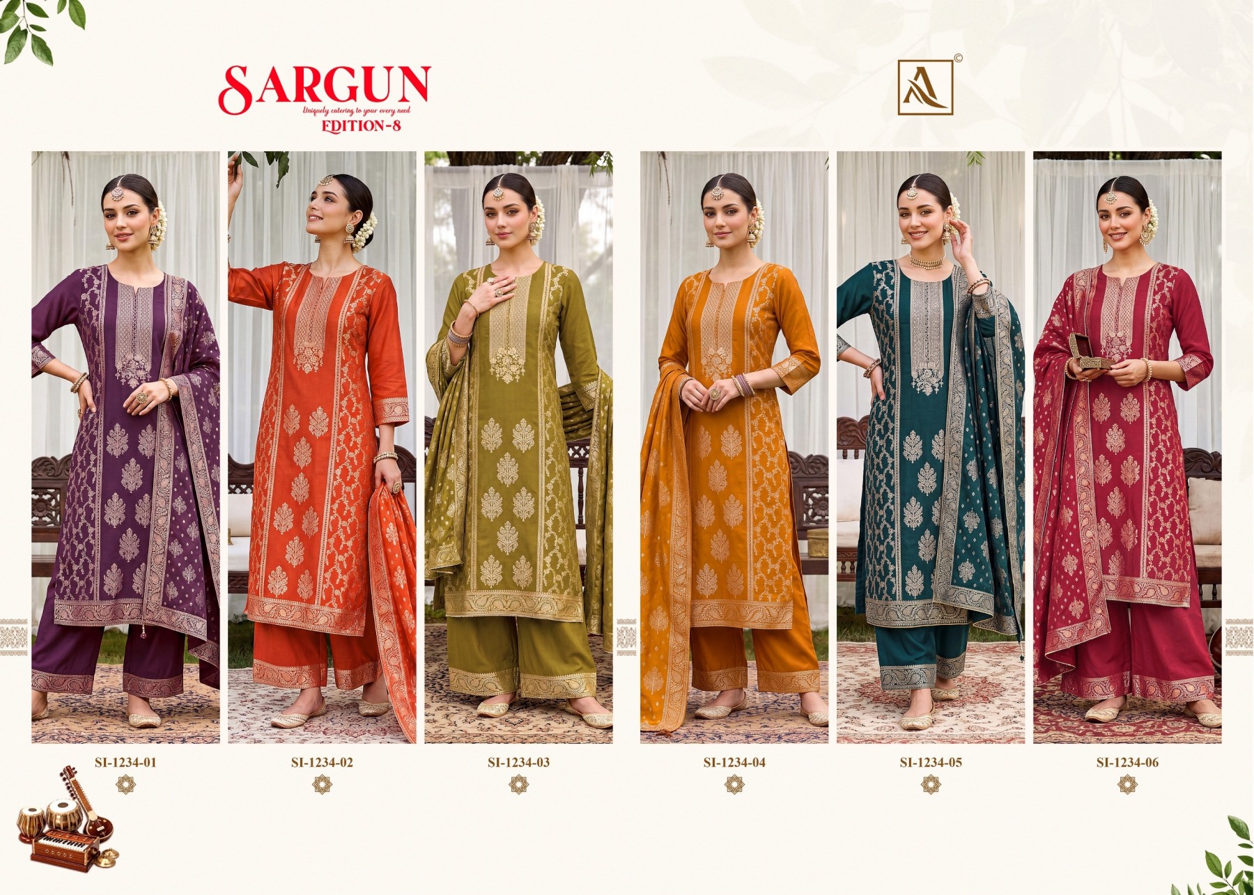 SARGUN-8 | Viscose Maslin Jacquard Designer Suit | Hand Work | Premium Ethnic Wear