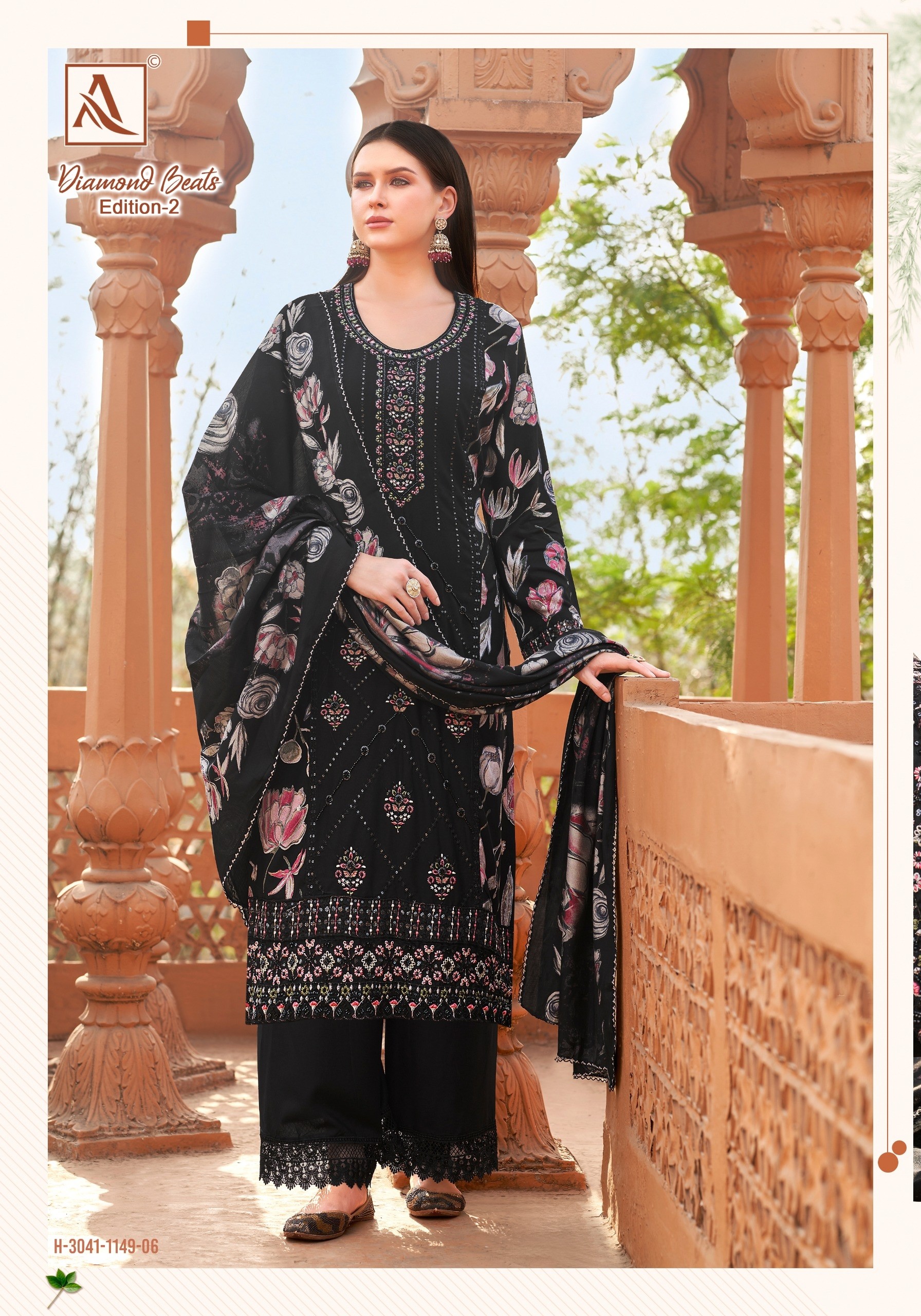 DIAMOND BEATS-2 | Viscose Reyon Printed Suit | Hand Khatali Work | Cotton Silk Dupatta