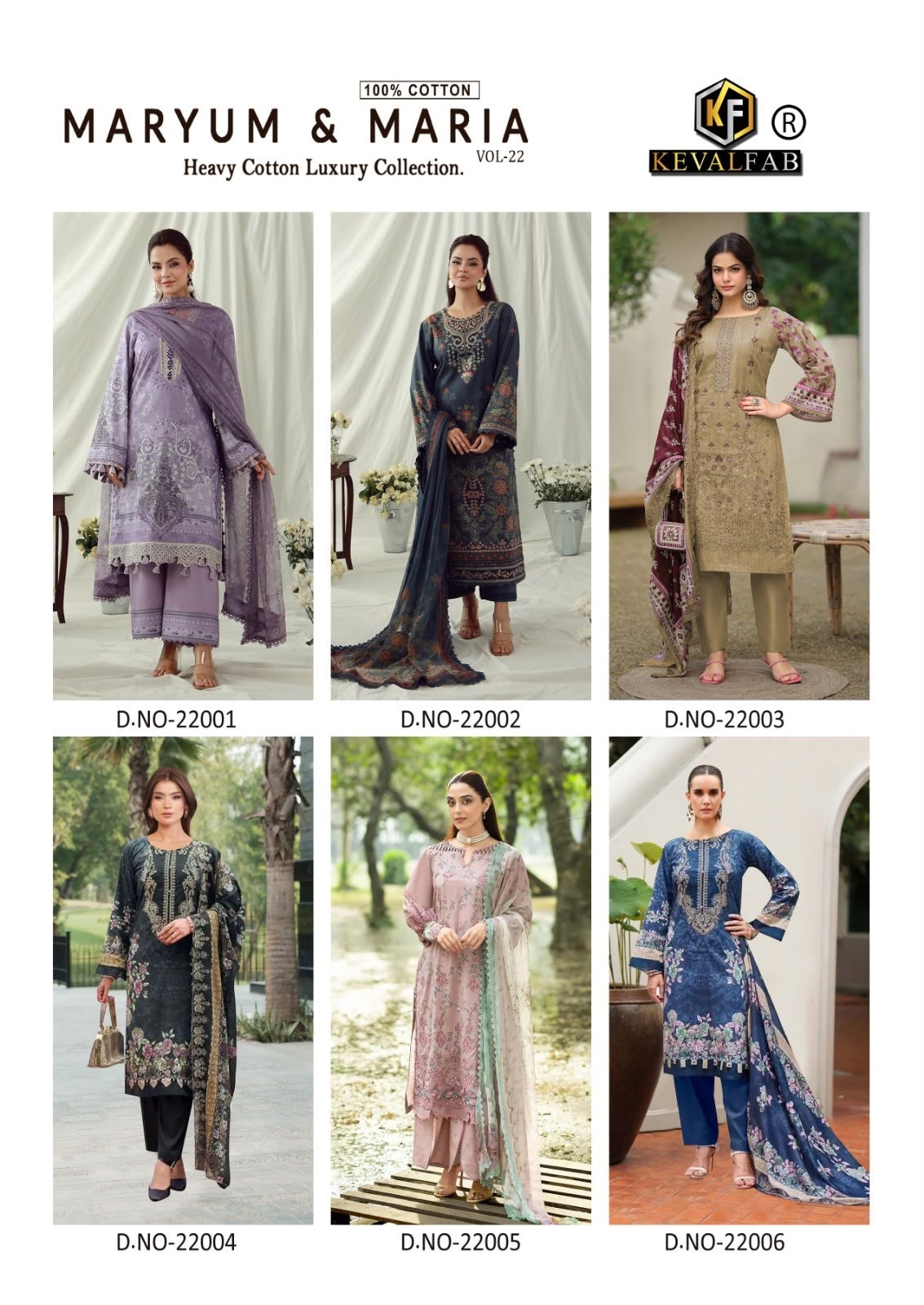 KEVAL FAB | MARYUM & MARIA Vol.22 | Heavy Cotton Print | Heavy Mal Mal Dupatta | 6 Designs