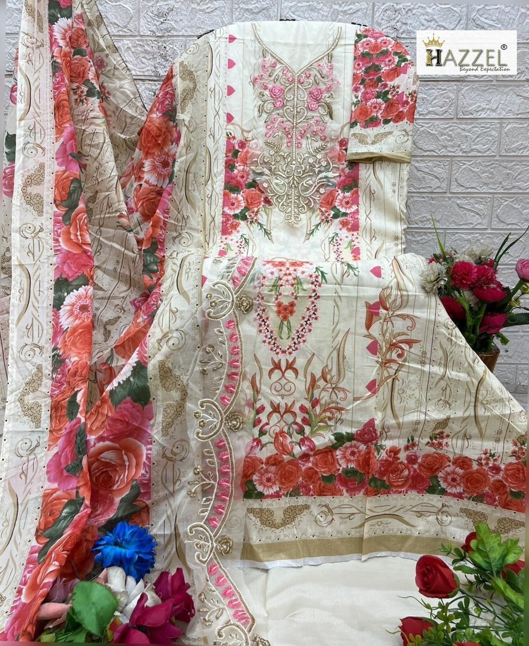 MARIAMARIA B 0385 | Luxury Cotton Printed Embroidered Suit | Hazzel Prints B 0385 | Luxury Cotton Printed Embroidered Suit | Hazzel Prints
