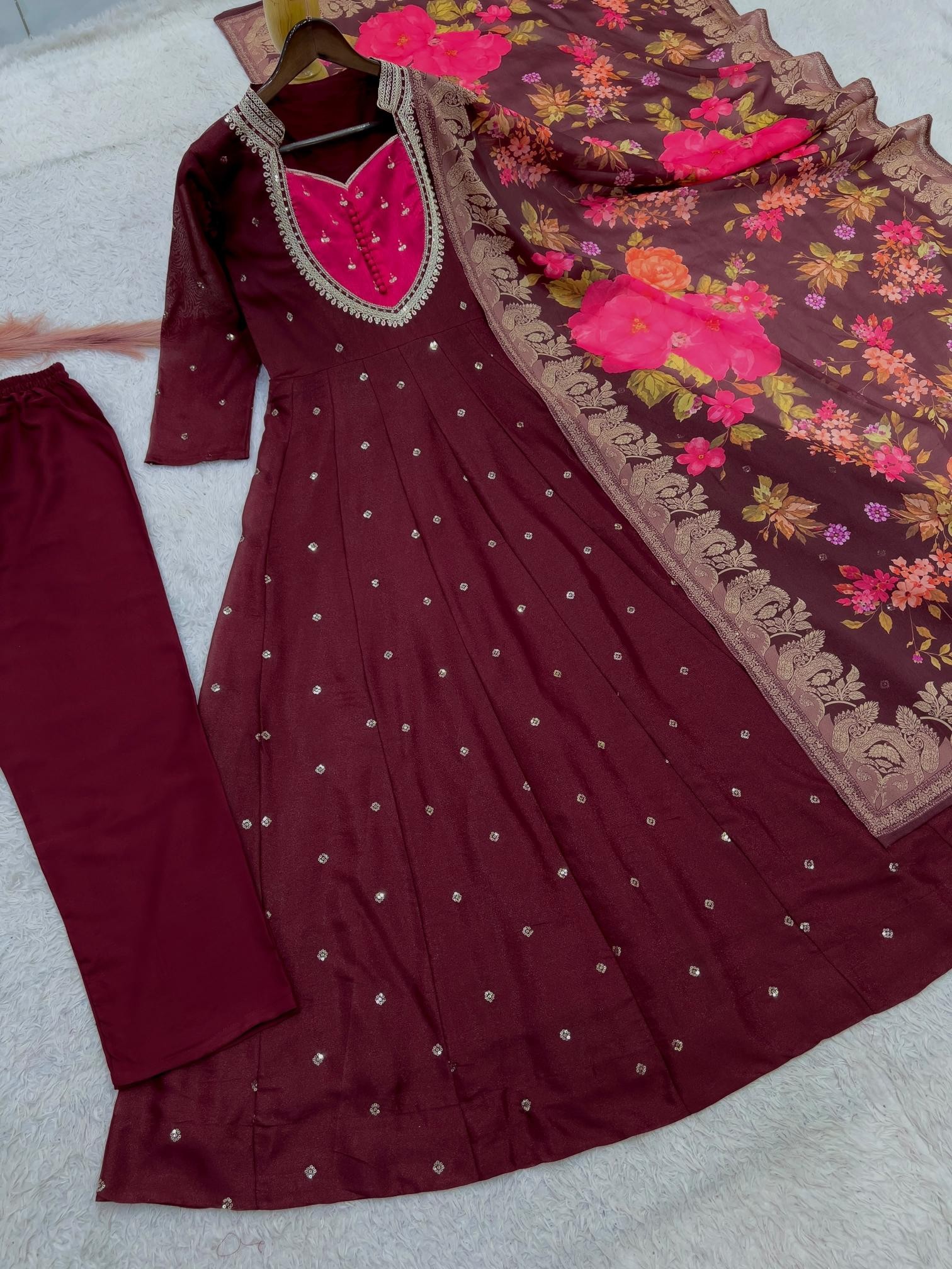 Designer Anarkali | Festive Collection | Embroidery & Sequence Work