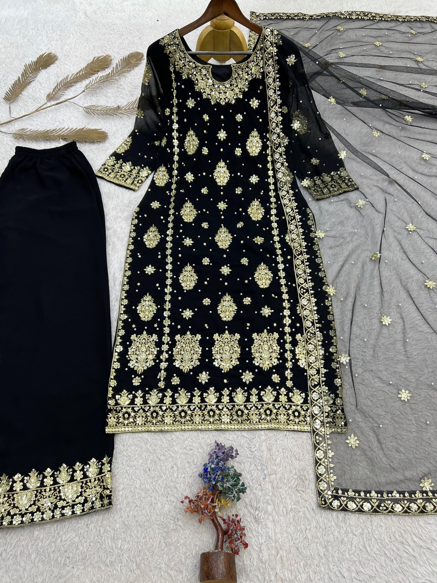 Designer Embroidered Kurti Palazzo Set