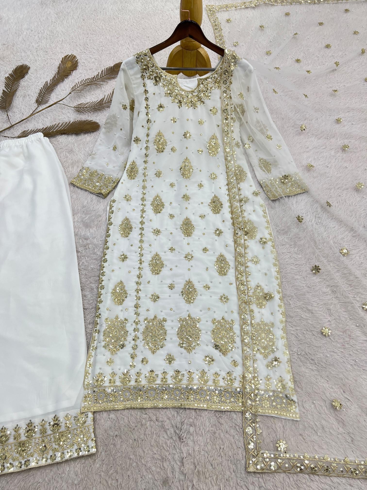 Designer Embroidered Kurti Palazzo Set