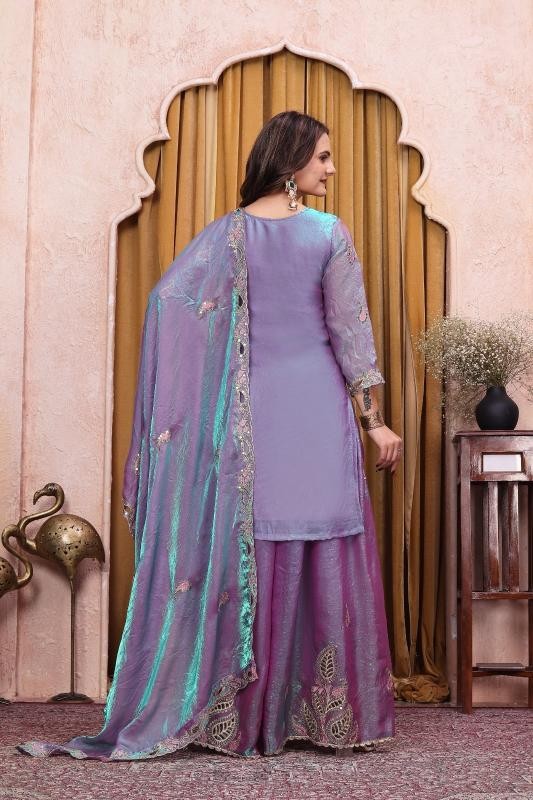 Designer Fendy Silk Embroidered Sharara