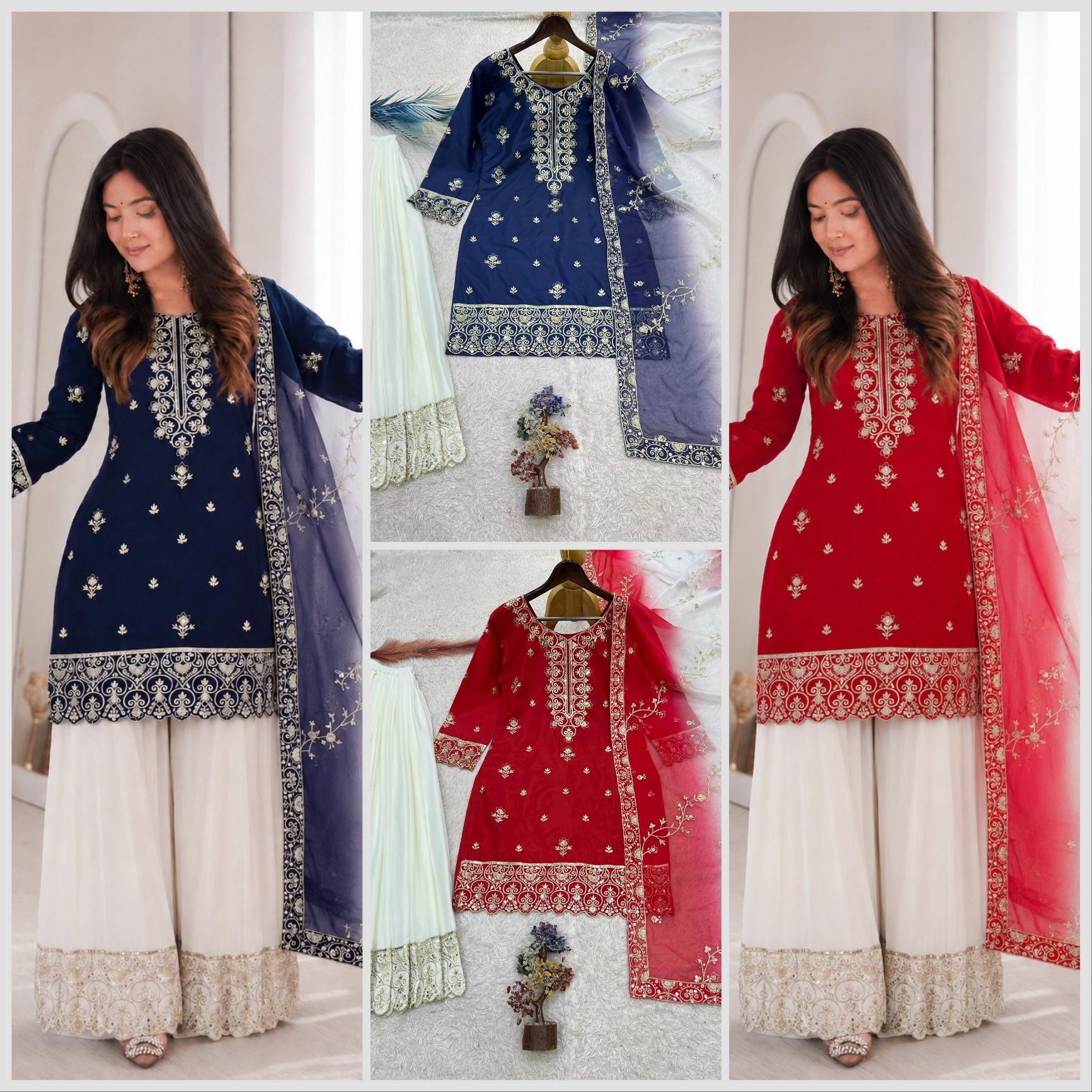 Designer Pure Natural Silk Palazzo Set