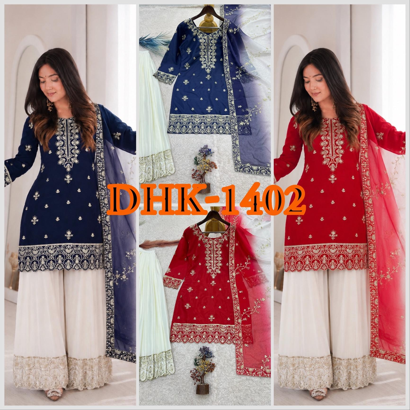 Designer Pure Natural Silk Palazzo Set