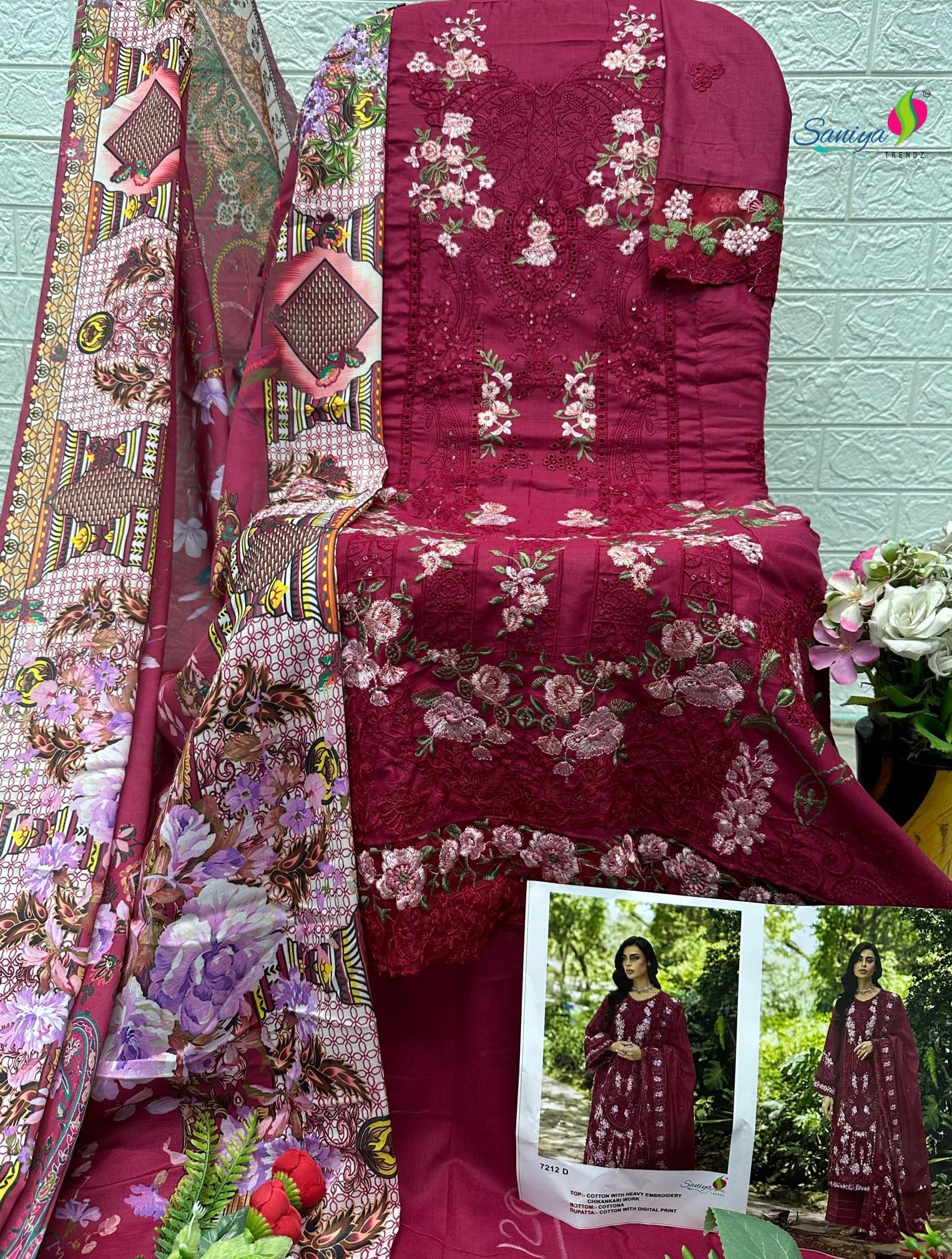 SANIYA TRENDZ Cotton Chikankari Suit