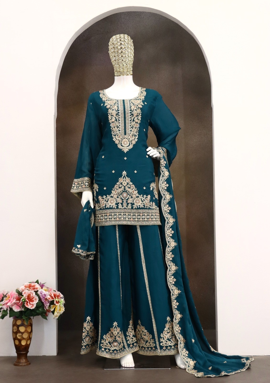 Premium Viscose Chinon Designer Suit Set