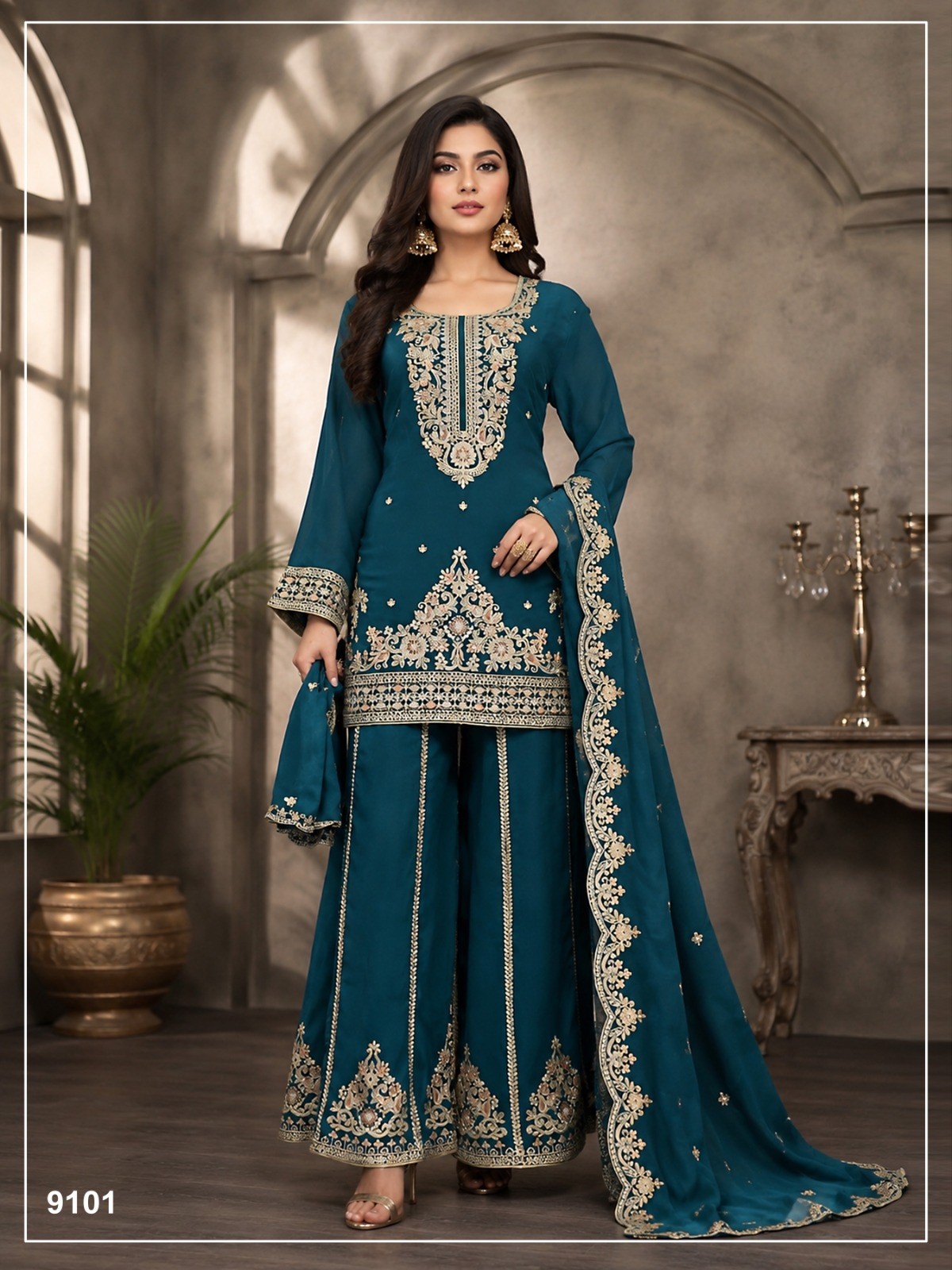 Premium Viscose Chinon Designer Suit Set