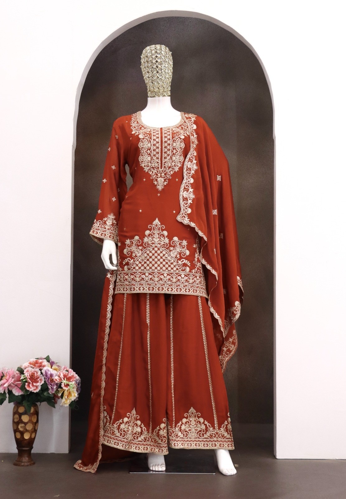 Premium Viscose Chinon Designer Suit Set