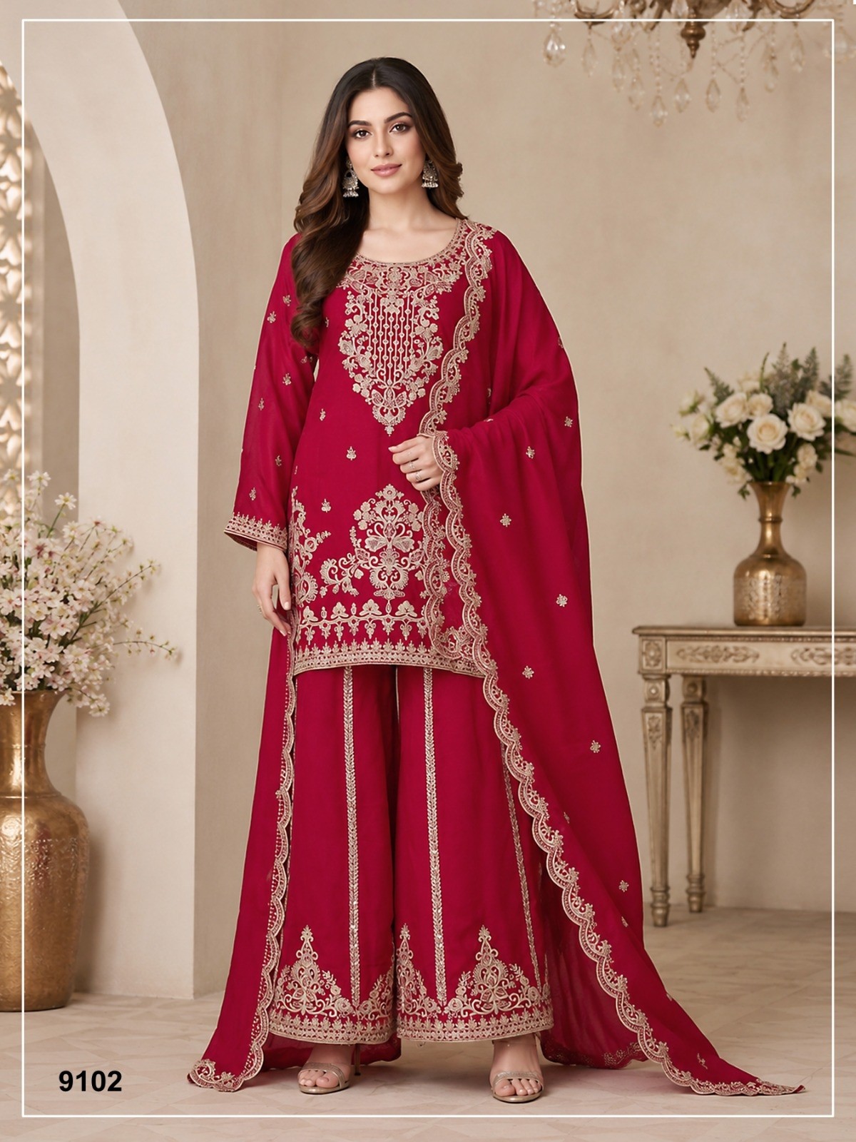 Premium Viscose Chinon Designer Suit Set