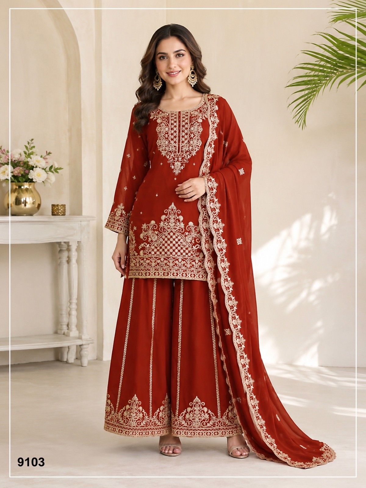 Premium Viscose Chinon Designer Suit Set