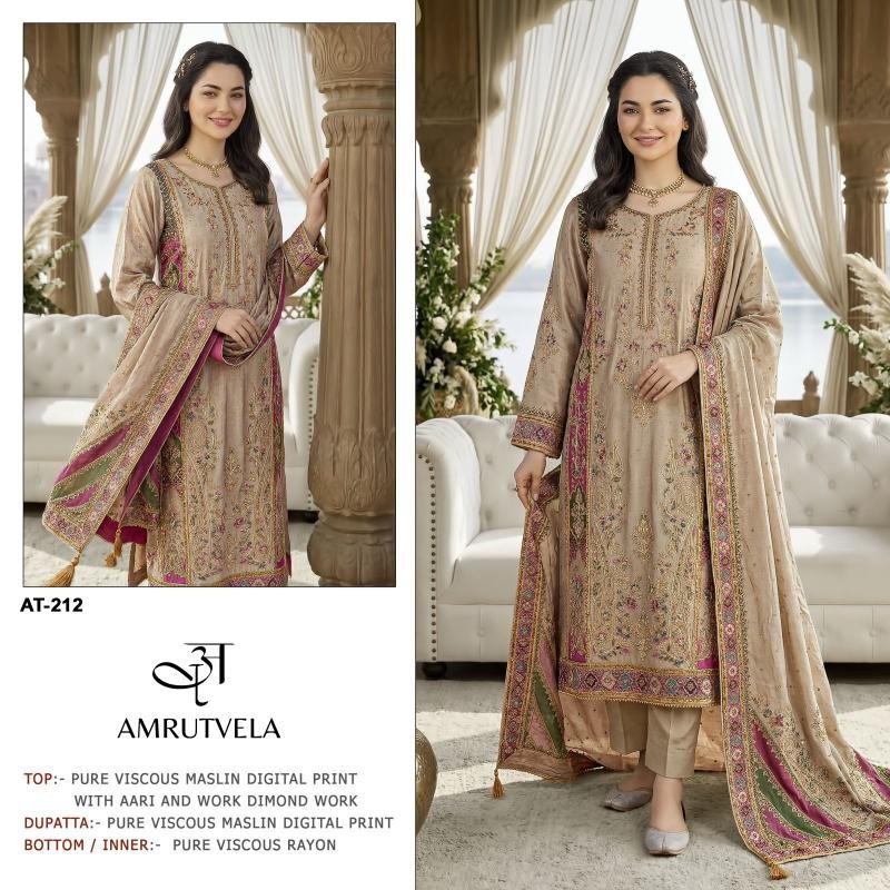 AMRUTVELA Premium Viscose Maslin Designer Suit