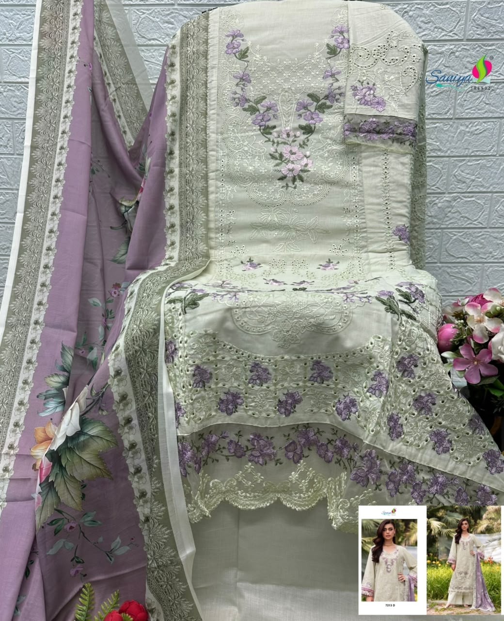 SANIYA TRENDZ Premium Chikankari Cotton Suit Set