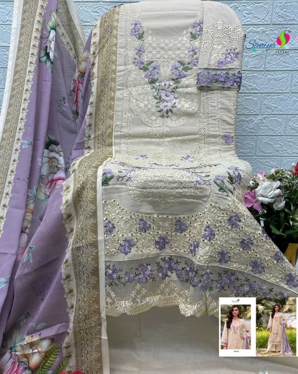 SANIYA TRENDZ Premium Chikankari Cotton Suit Set