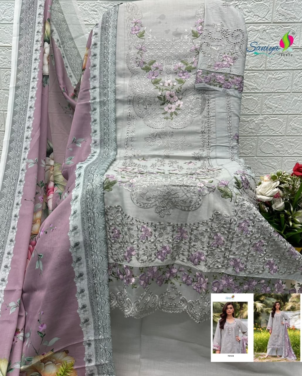 SANIYA TRENDZ Premium Chikankari Cotton Suit Set