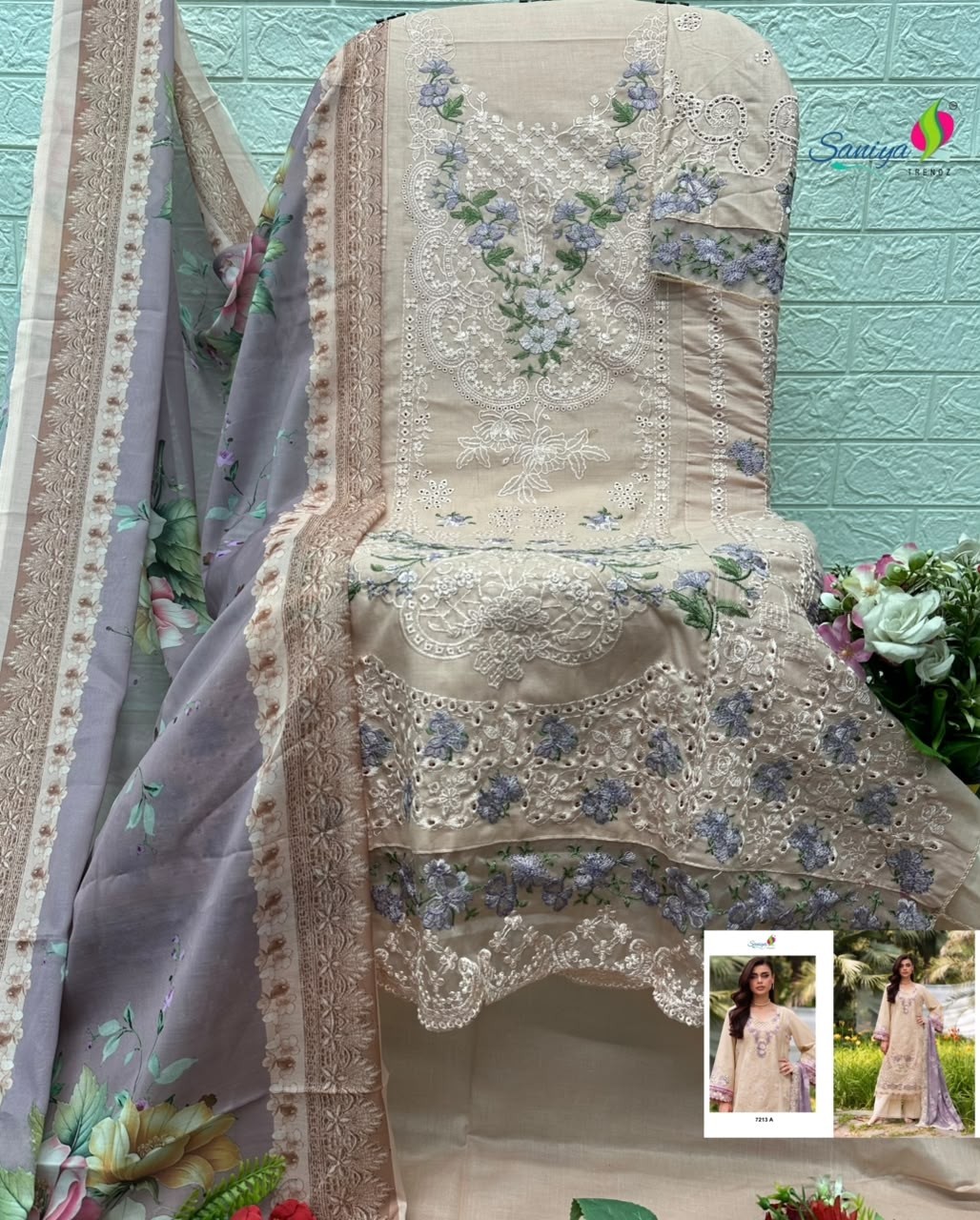 SANIYA TRENDZ Premium Chikankari Cotton Suit Set