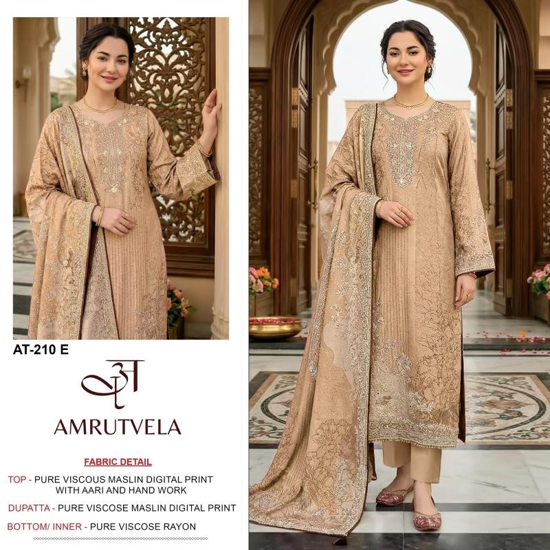 AMRUTVELA AT-210 Premium Viscose Maslin Suit Set