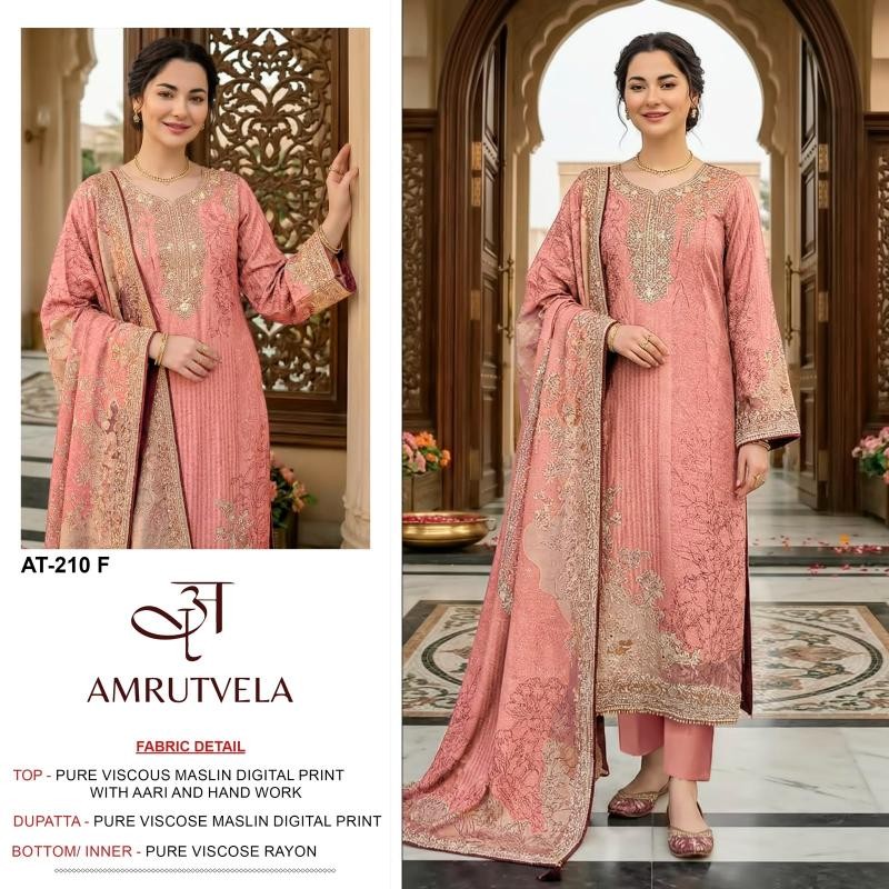 AMRUTVELA AT-210 Premium Viscose Maslin Suit Set