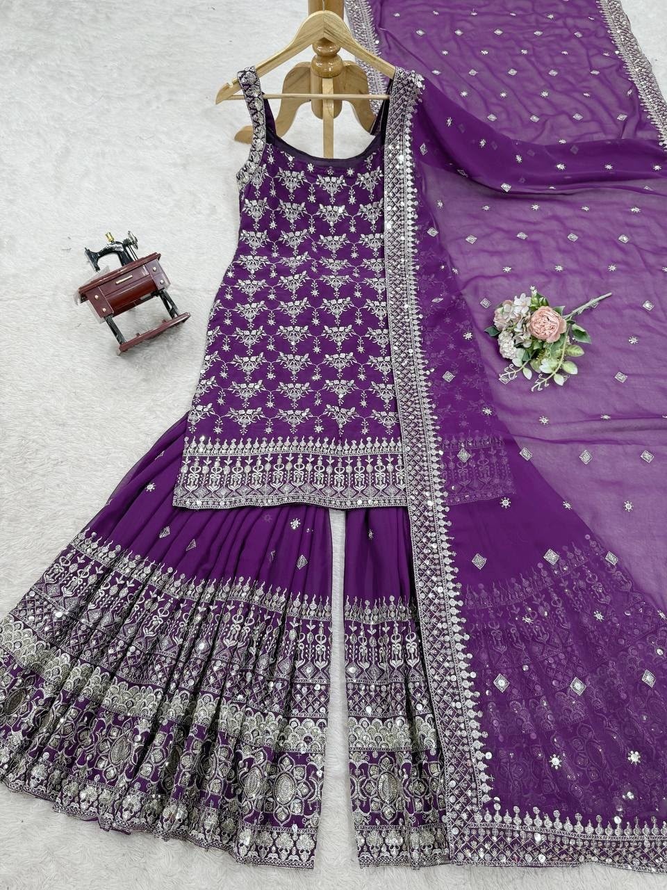 5000 Series 5892 Premium Faux Georgette Sharara Suit