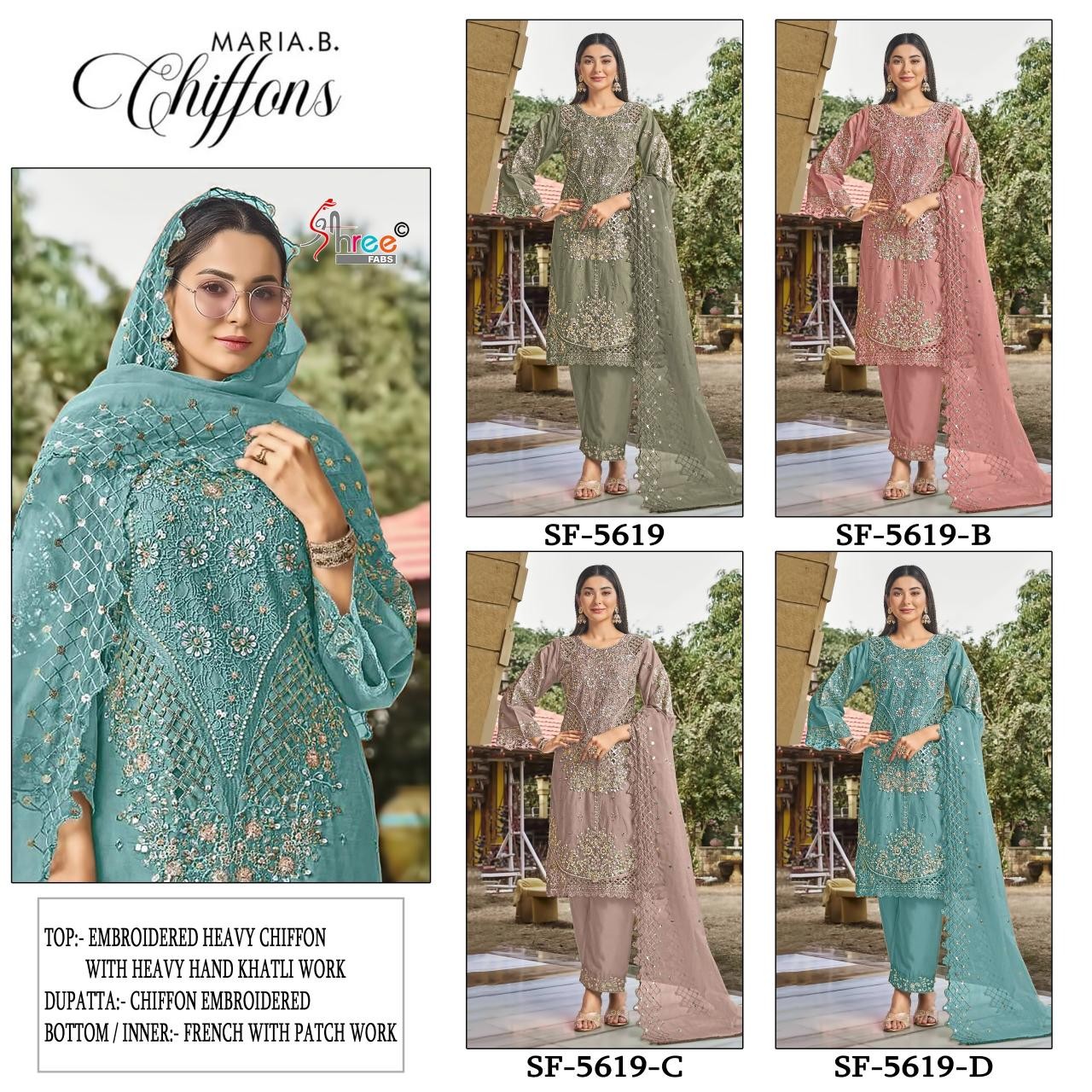 SF-5619 Premium Hand Khatli Cut Work Suit