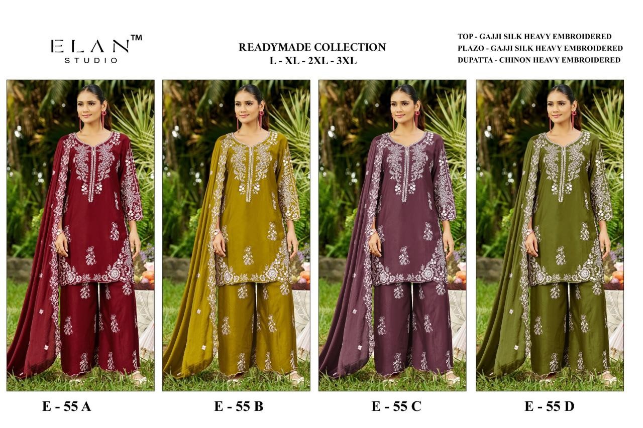 ELAN STUDIO E-55 Gajji Silk Embroidered Set