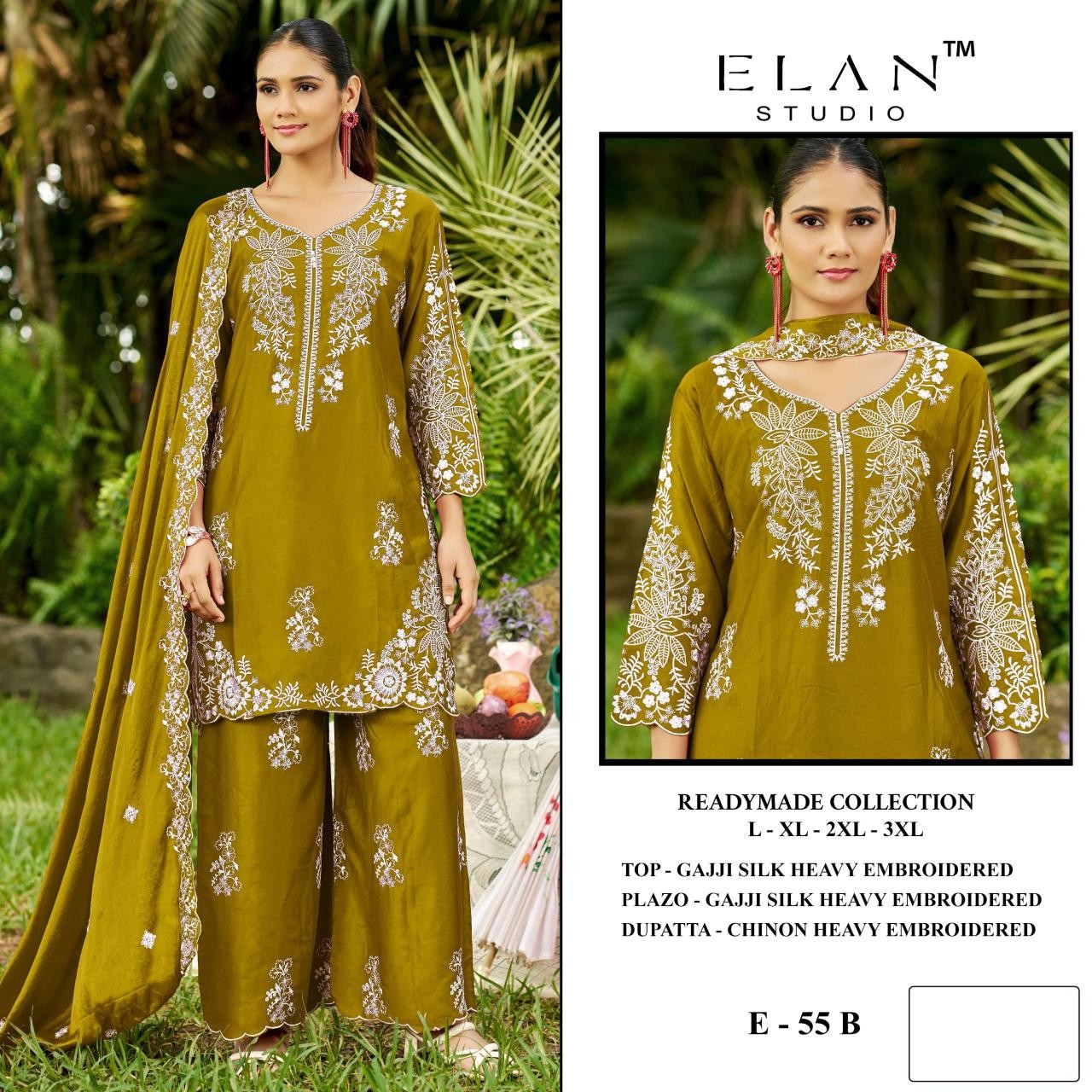 ELAN STUDIO E-55 Gajji Silk Embroidered Set