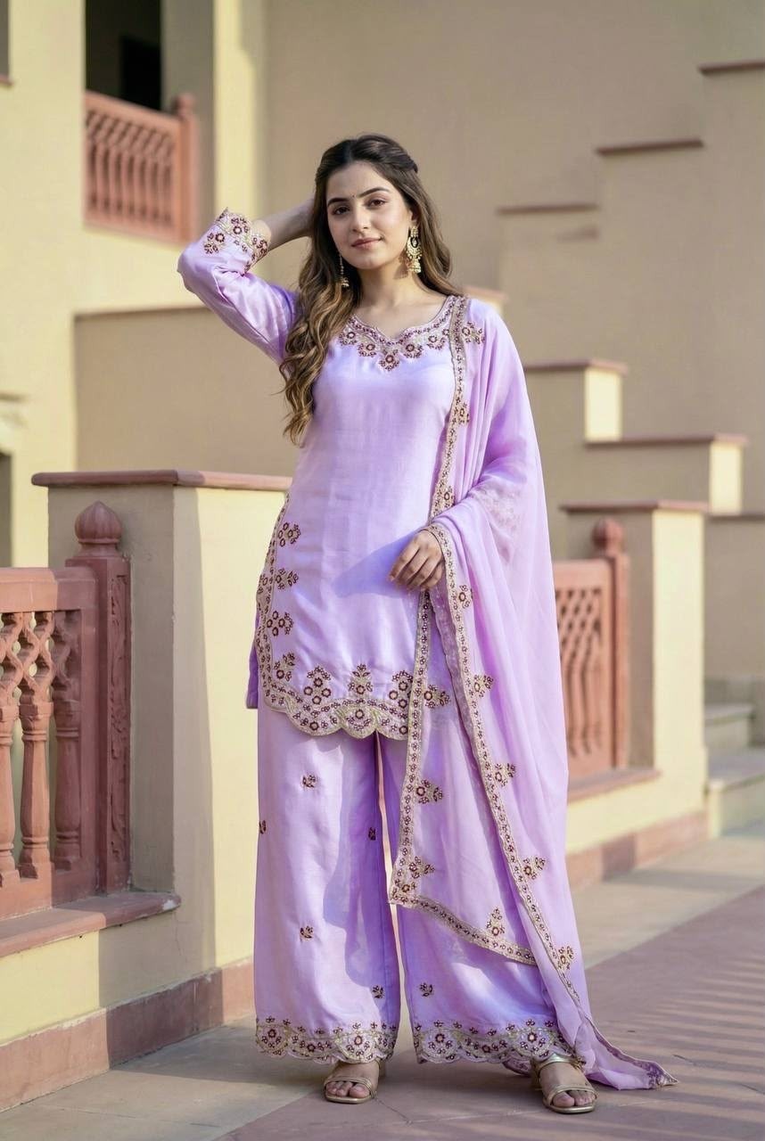 KF-1719 Premium Roman Glass Embroidered Suit Set