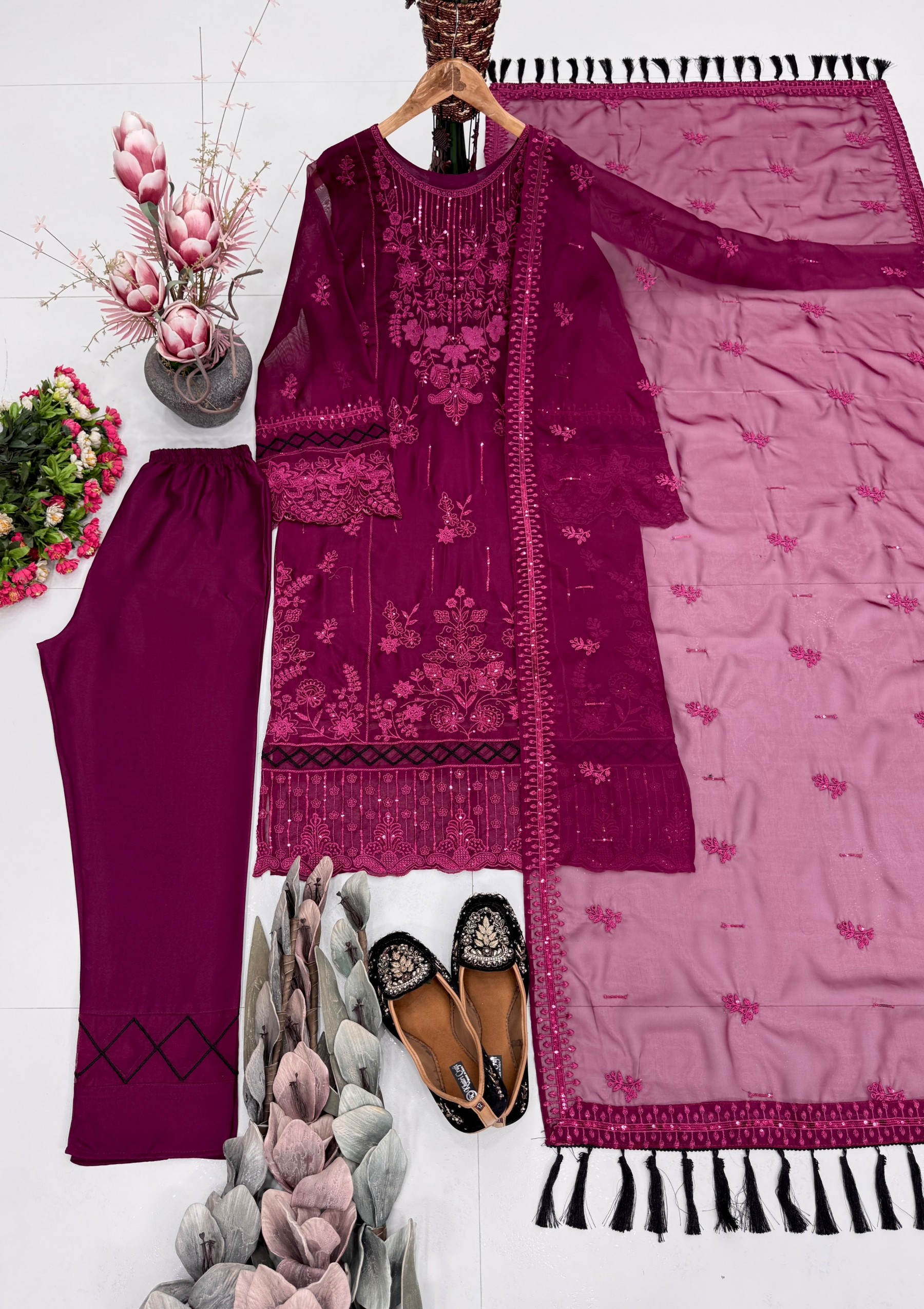 DB-48 Premium Organza Embroidered Suit Set