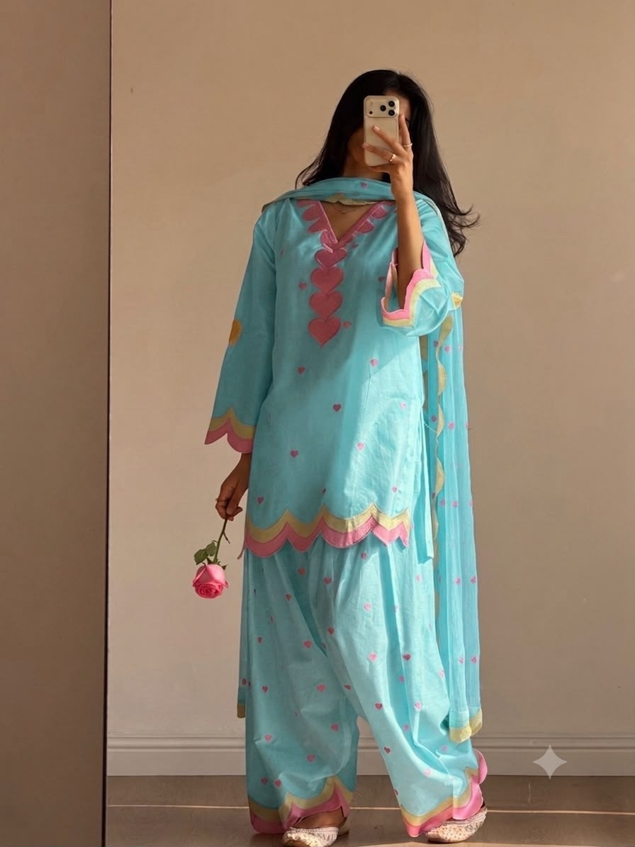BE-490 Premium Mul Chanderi Embroidered Salwar Suit