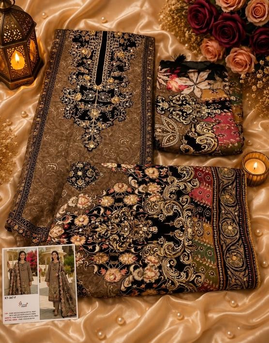 KT-367F / KT-381 Premium Viscose Maslin Aari Work Suit