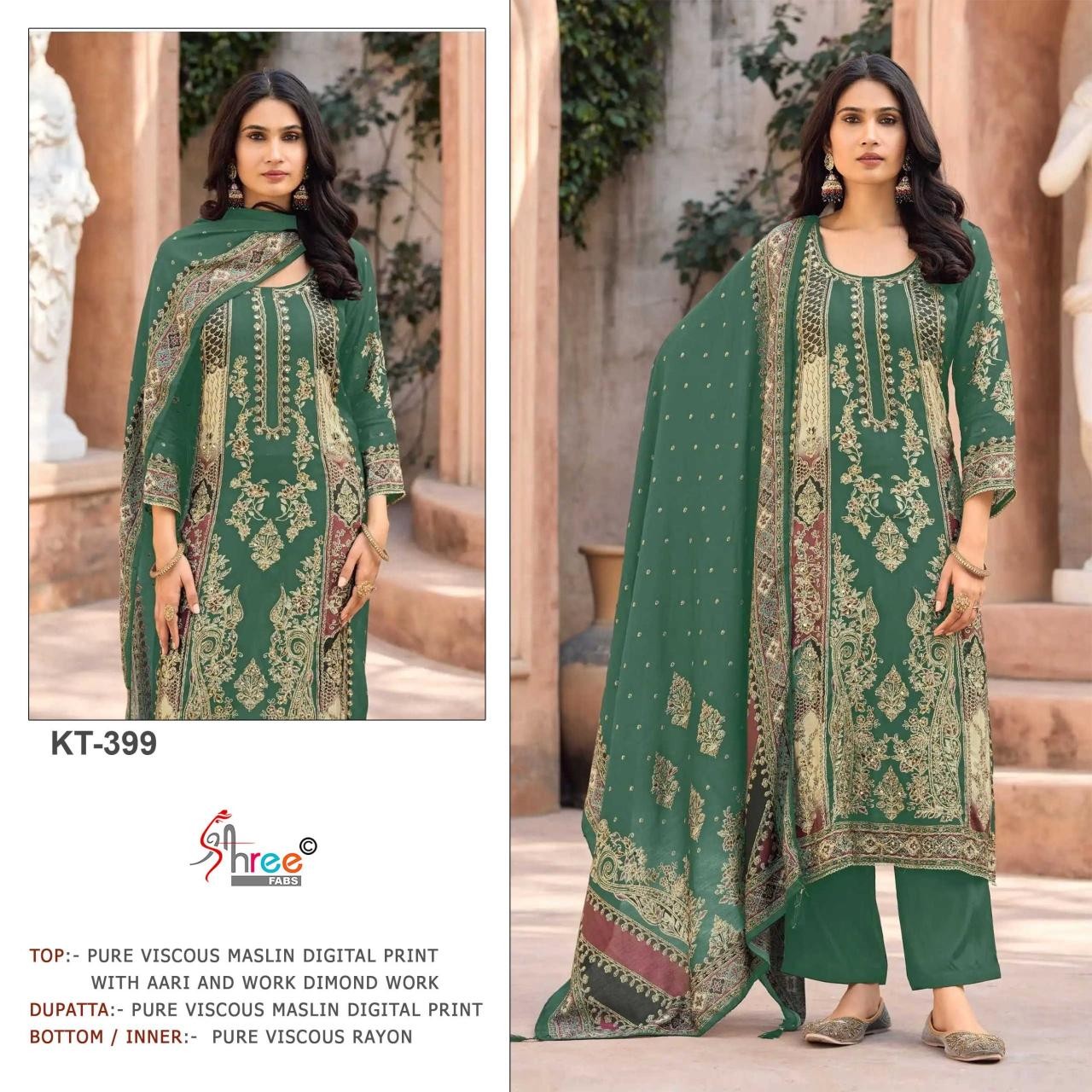 KT-399 Premium Viscose Maslin Hand Work Suit