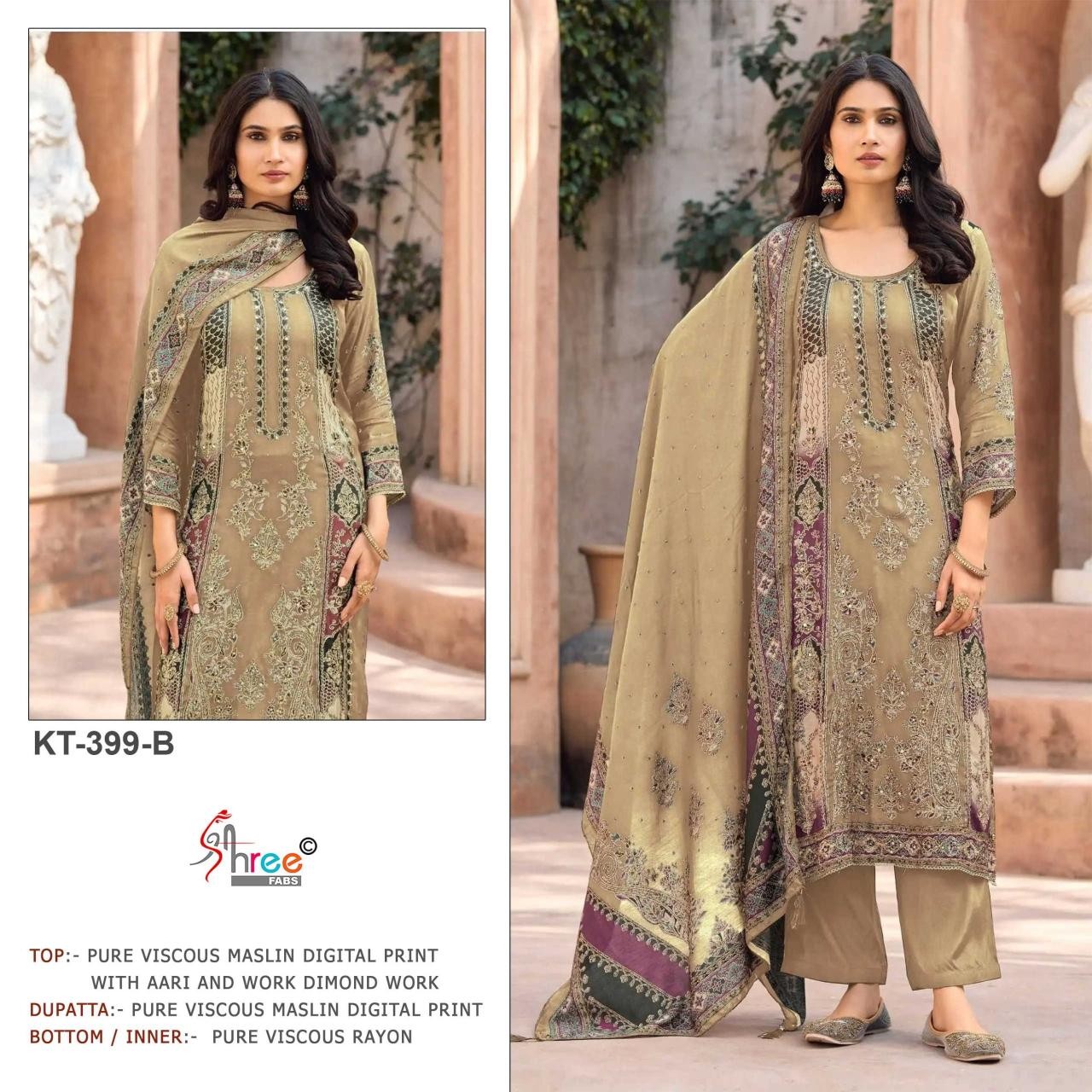 KT-399 Premium Viscose Maslin Hand Work Suit