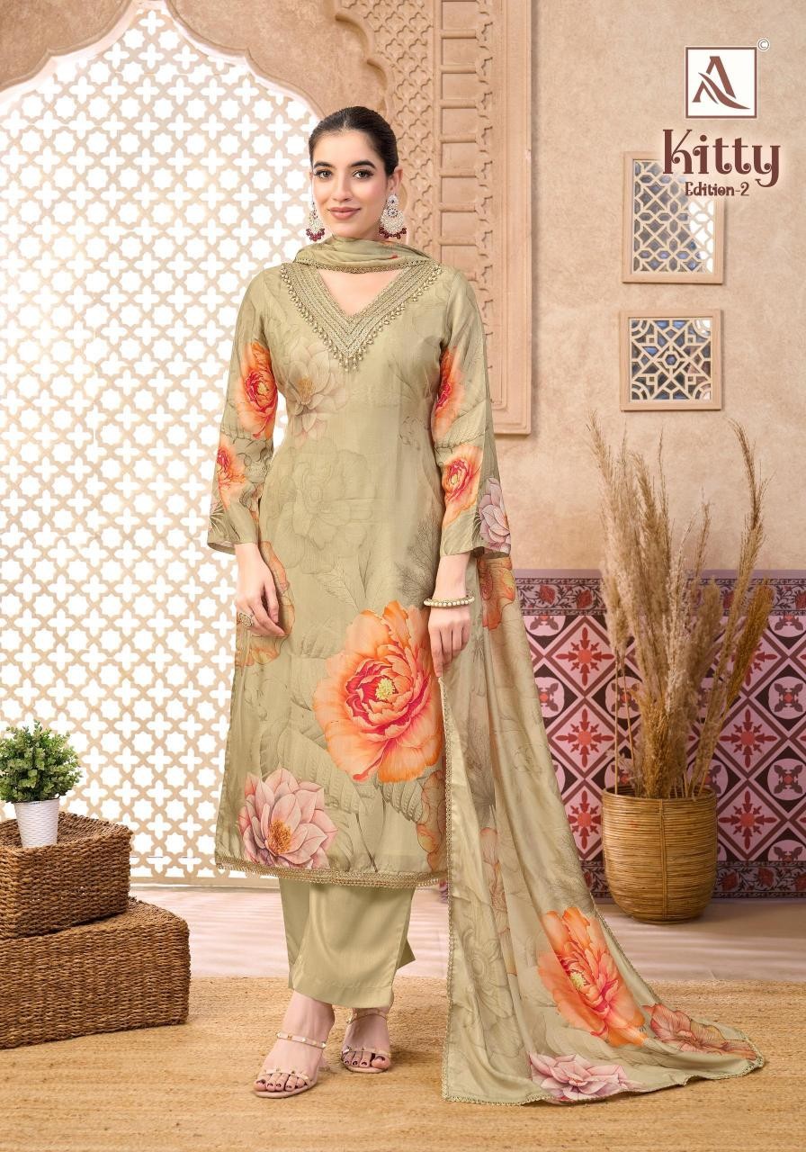 Alok Suit KITTY-2 Designer Viscose Maslin Suit Set