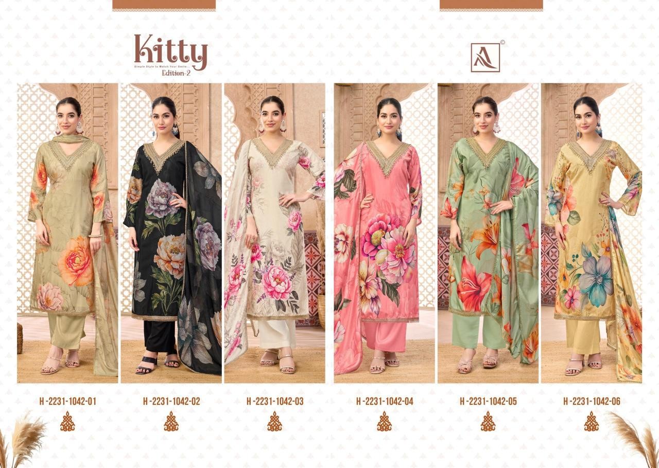 Alok Suit KITTY-2 Designer Viscose Maslin Suit Set