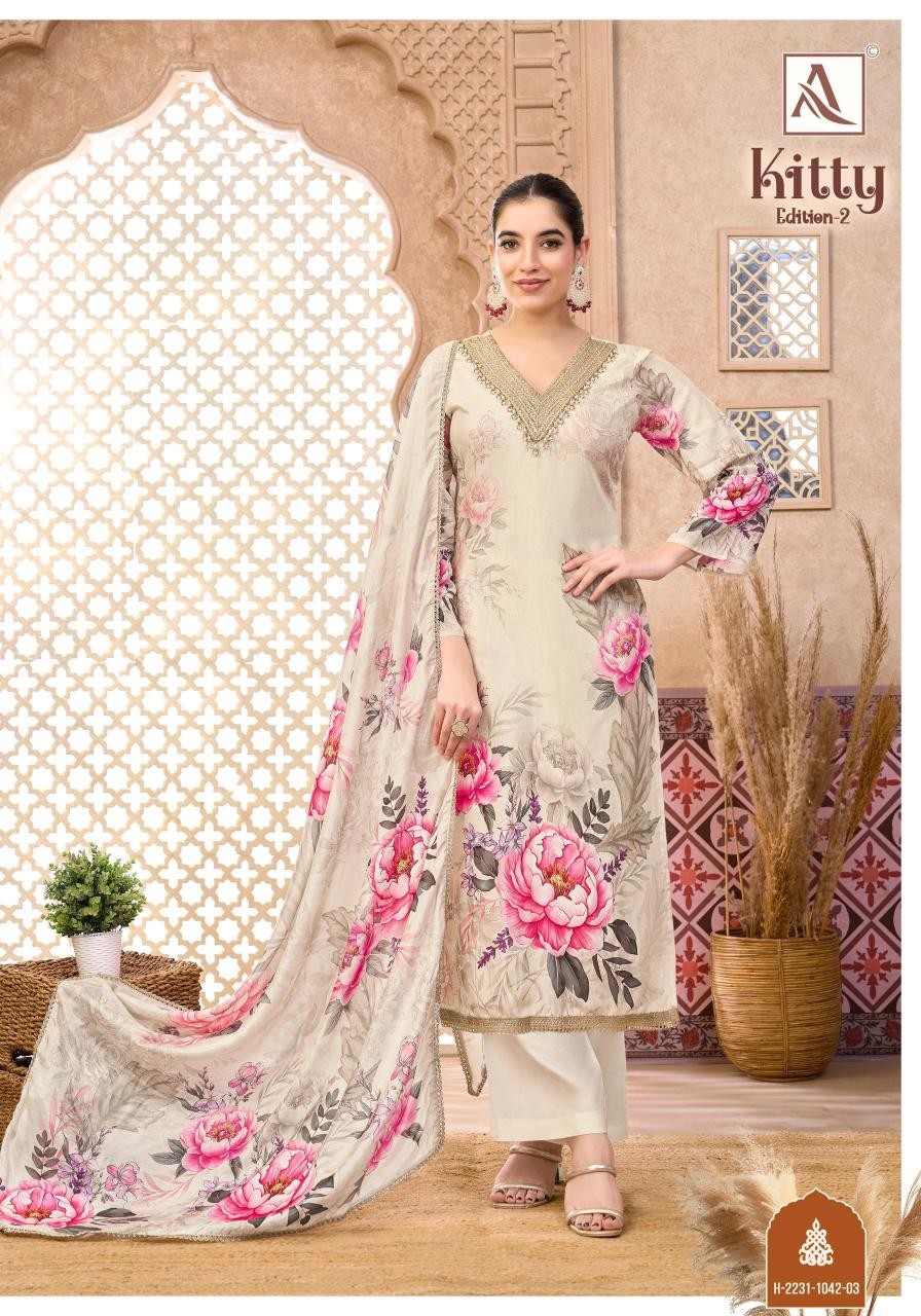 Alok Suit KITTY-2 Designer Viscose Maslin Suit Set