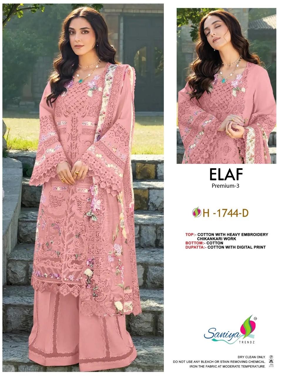 Saniya Trendz ELAF Premium-3 1744, Chikankari cotton ready-made suit for women, embroidered cotton suit XL XXL, printed dupatta cotton suit set, designer ethnic wear