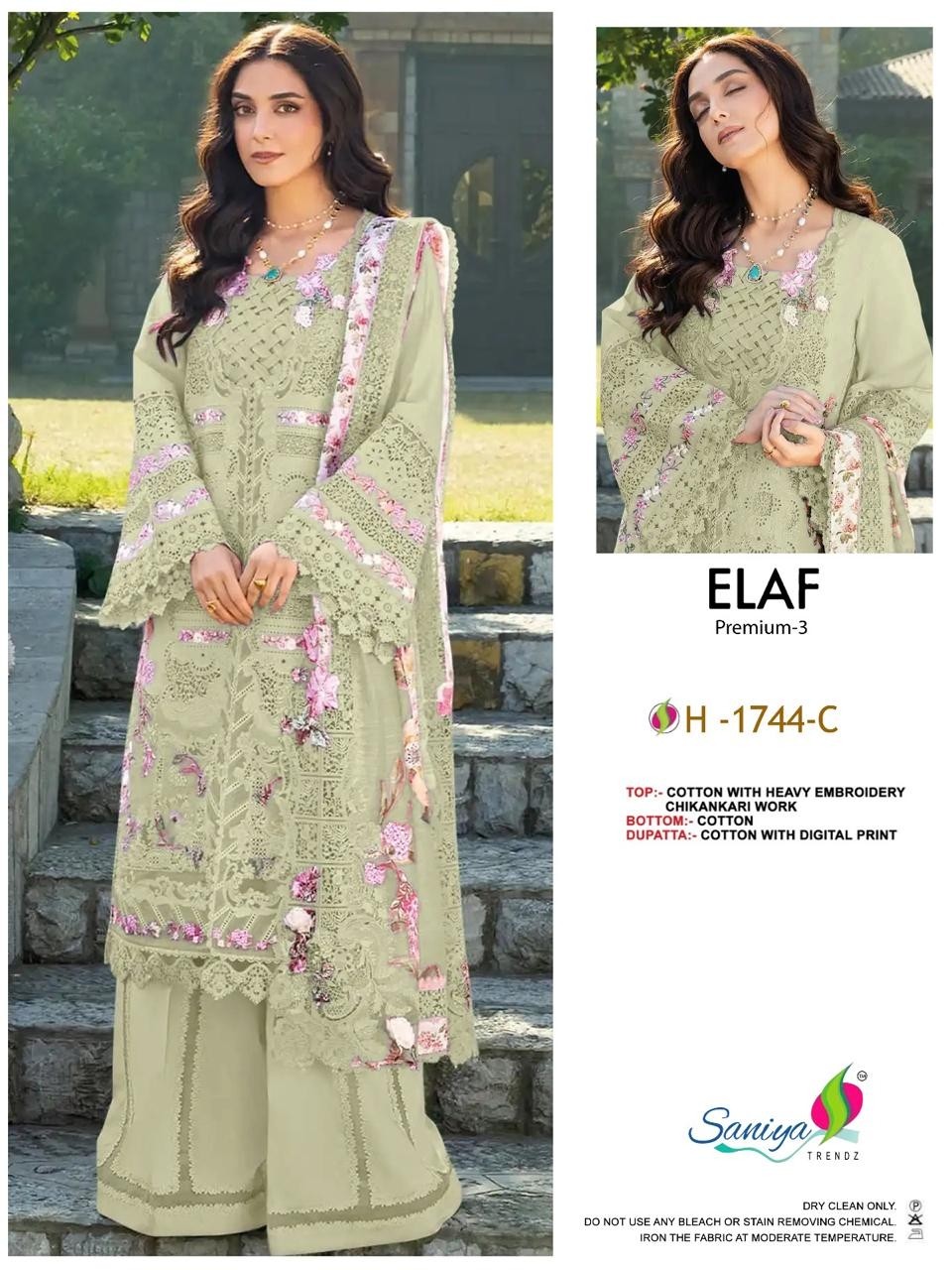 Saniya Trendz ELAF Premium-3 1744, Chikankari cotton ready-made suit for women, embroidered cotton suit XL XXL, printed dupatta cotton suit set, designer ethnic wear