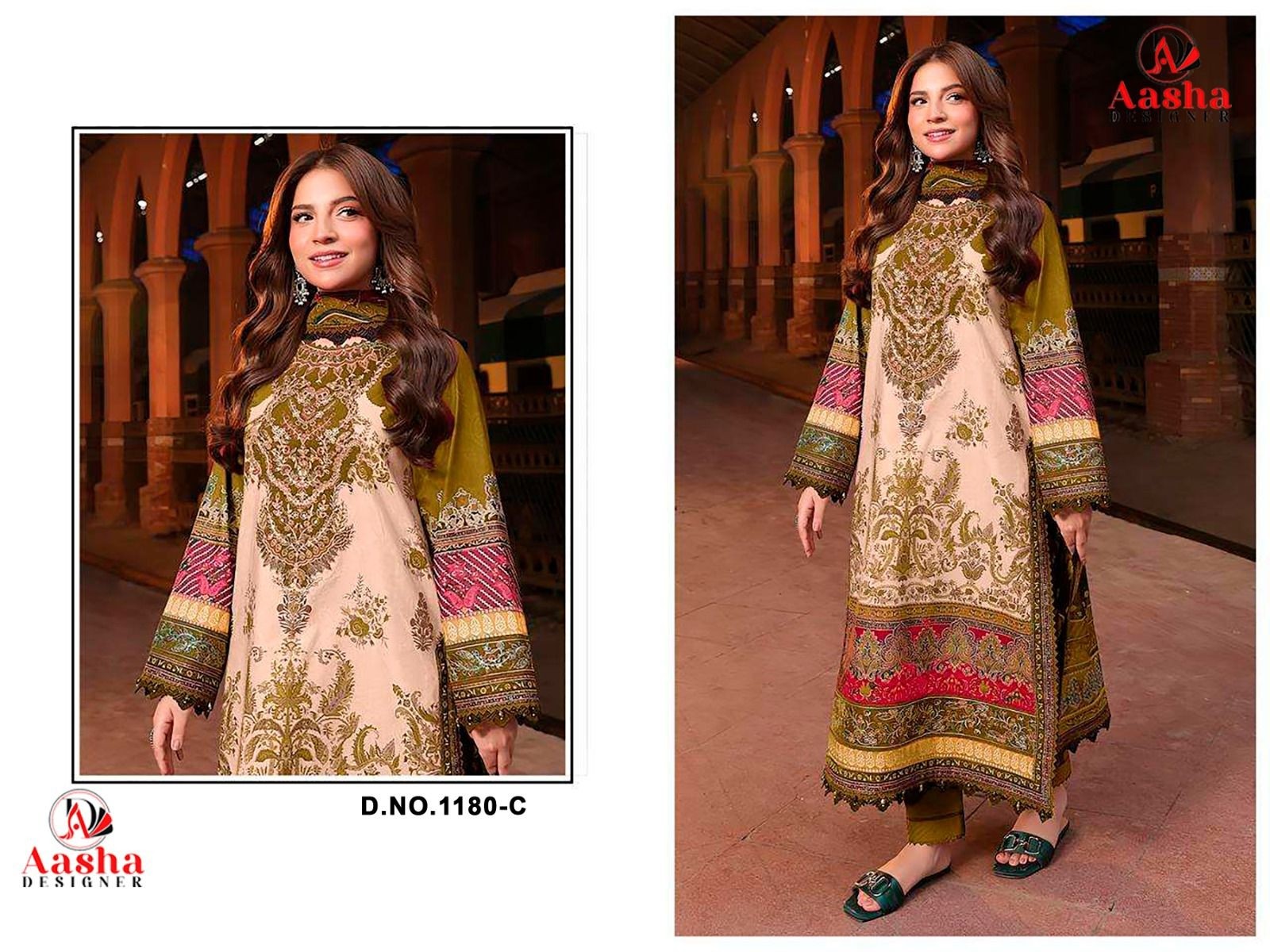 Aasha Designer ASD-1180ABC Embroidered Cotton Suit