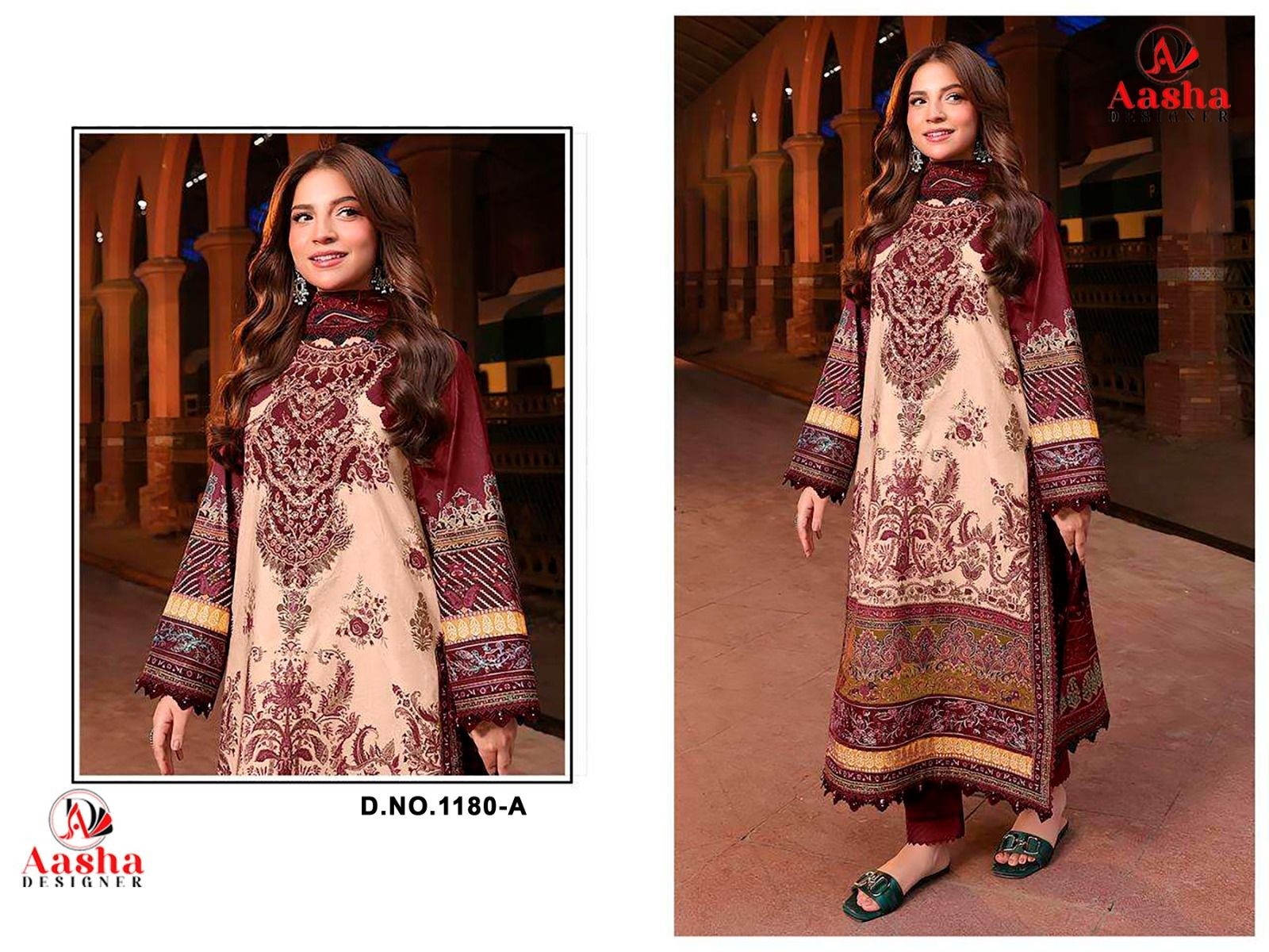 Aasha Designer ASD-1180ABC Embroidered Cotton Suit