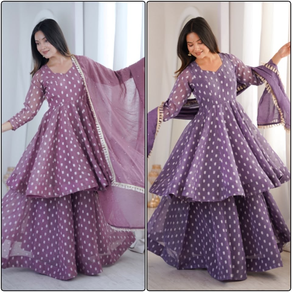 ZF-5022 Heavy Crunchy Silk Jacquard Butti Sharara Palazzo Set
