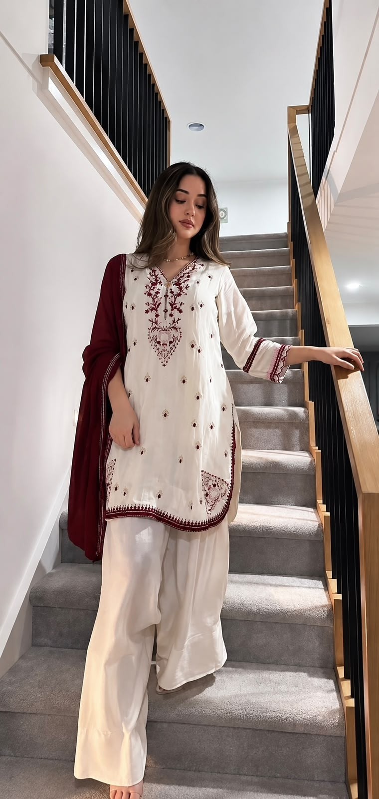 JD-654 Premium HO Silk Embroidered Farshi Palazzo Suit Set