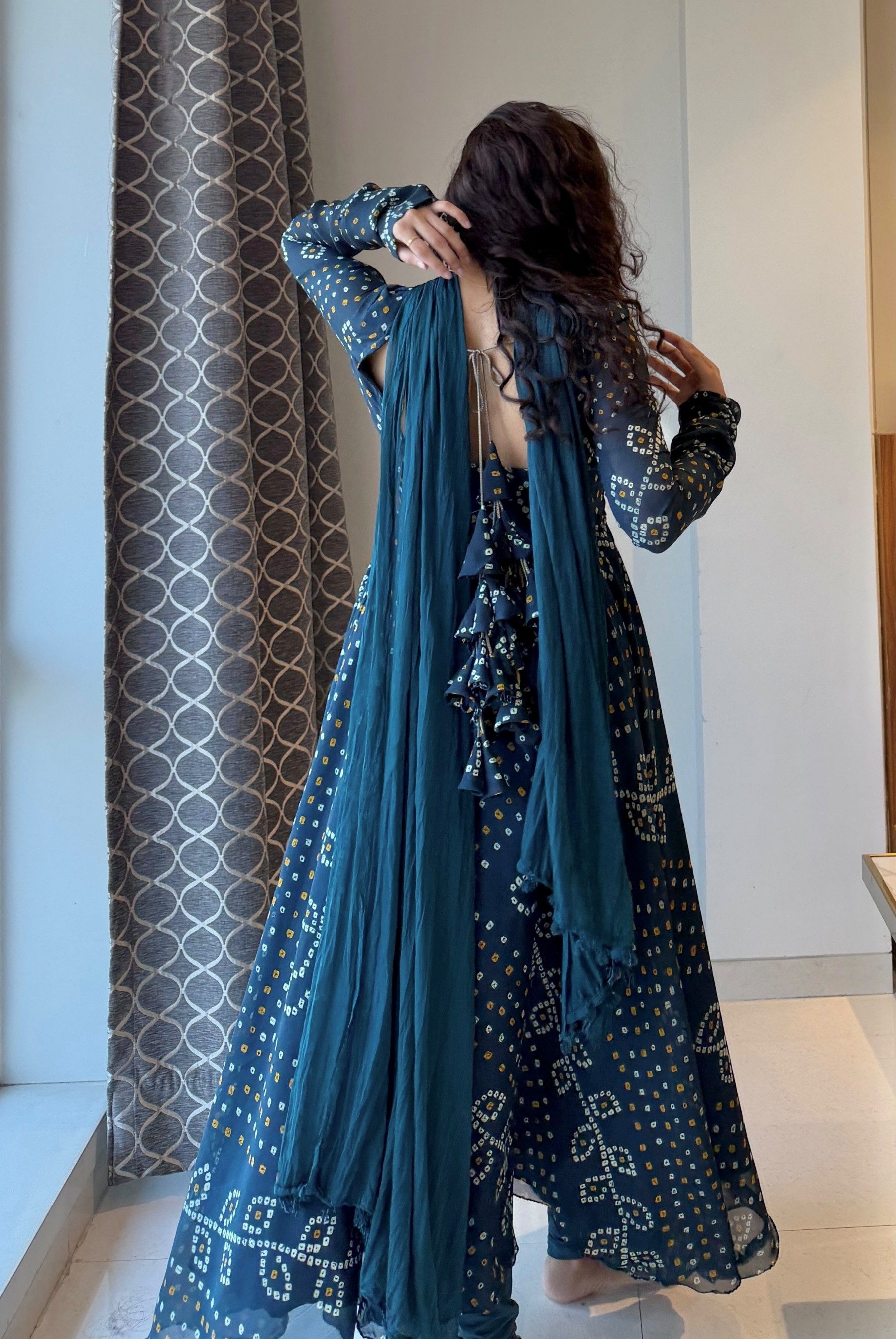 NSR-913 Faux Georgette Digital Print Anarkali Gown Set