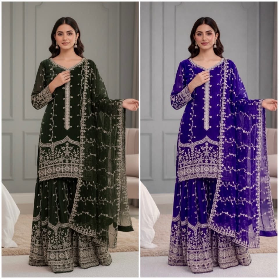 SSR-533 Pure Fendy Silk Heavy Embroidery Sequence Suit Set