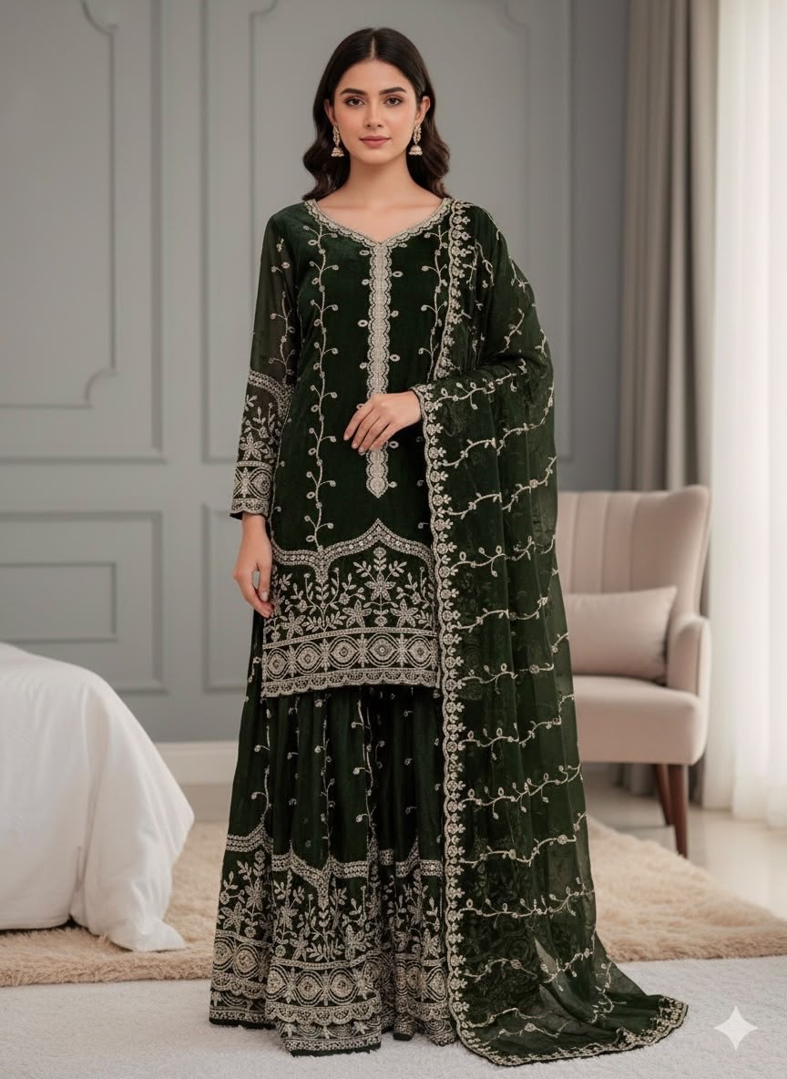 SSR-533 Pure Fendy Silk Heavy Embroidery Sequence Suit Set
