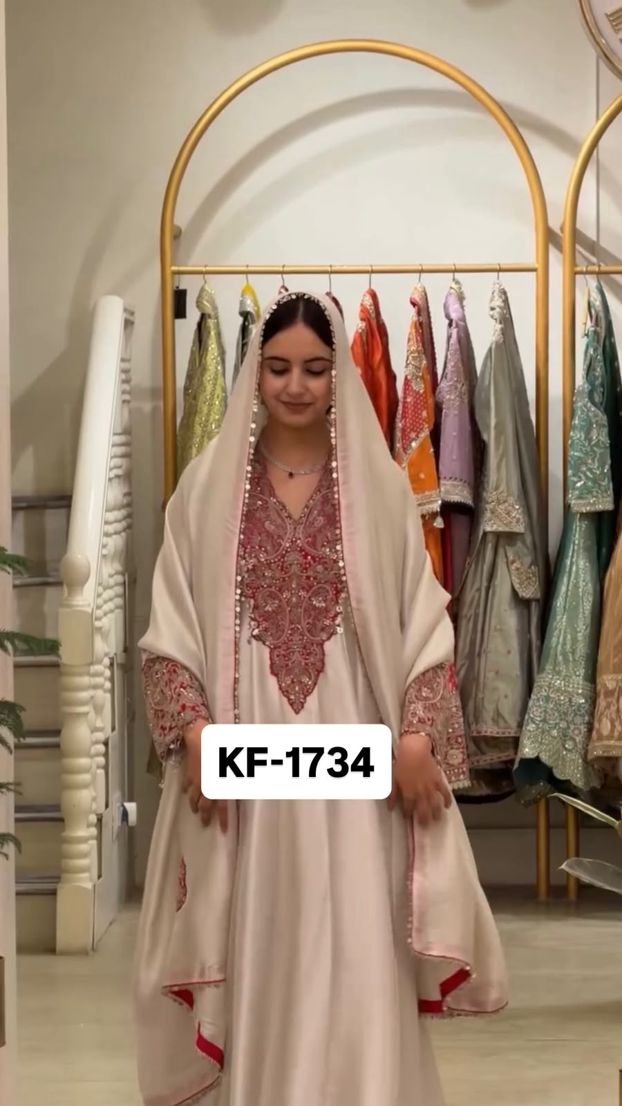 KF-1734 Heavy Soft Organza Embroidered Coding Sequence Gown Set