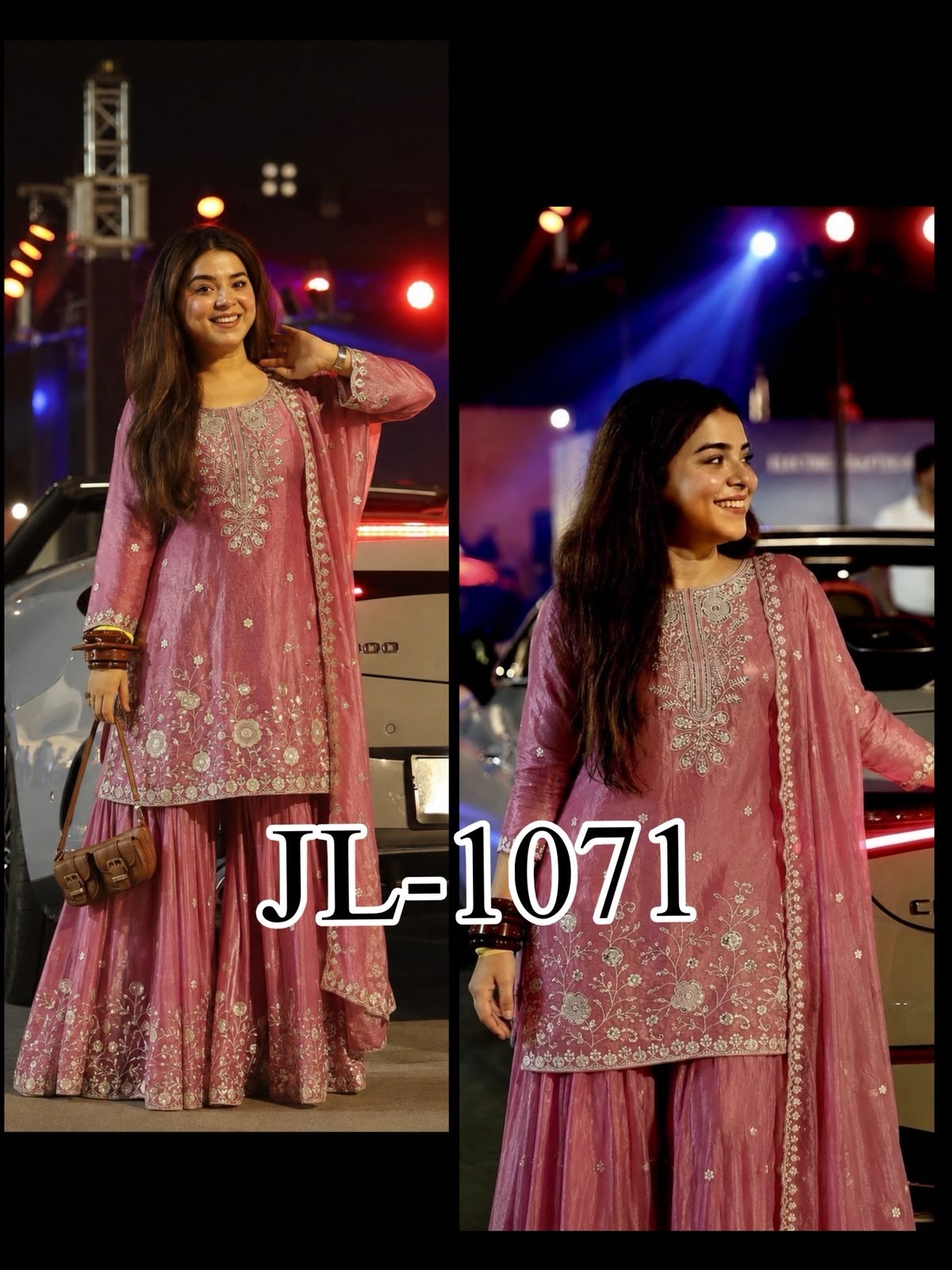 JL-1071 Pure Fendy Silk Embroidered Palazzo Suit Set